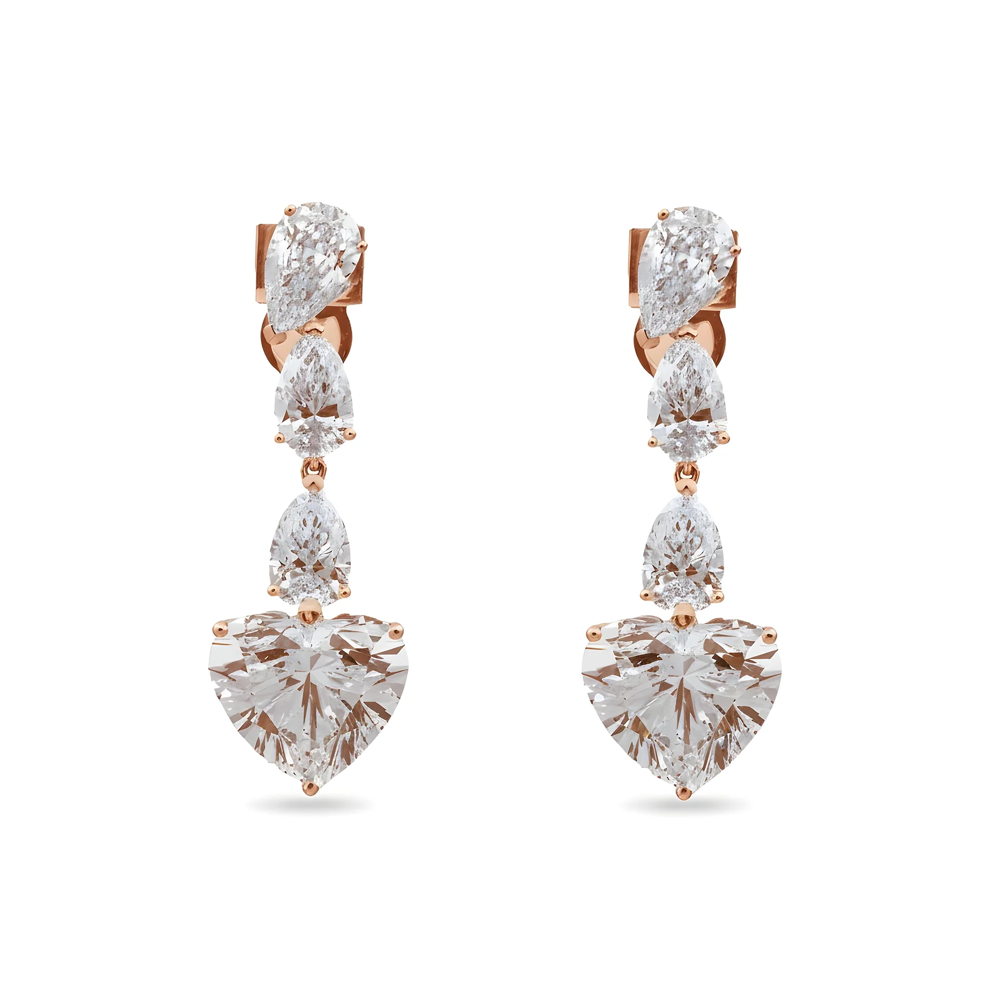 IGI 18K White Gold Pear & Heart Cut Diamond Drop Earrings 14.72ctw - Image 6