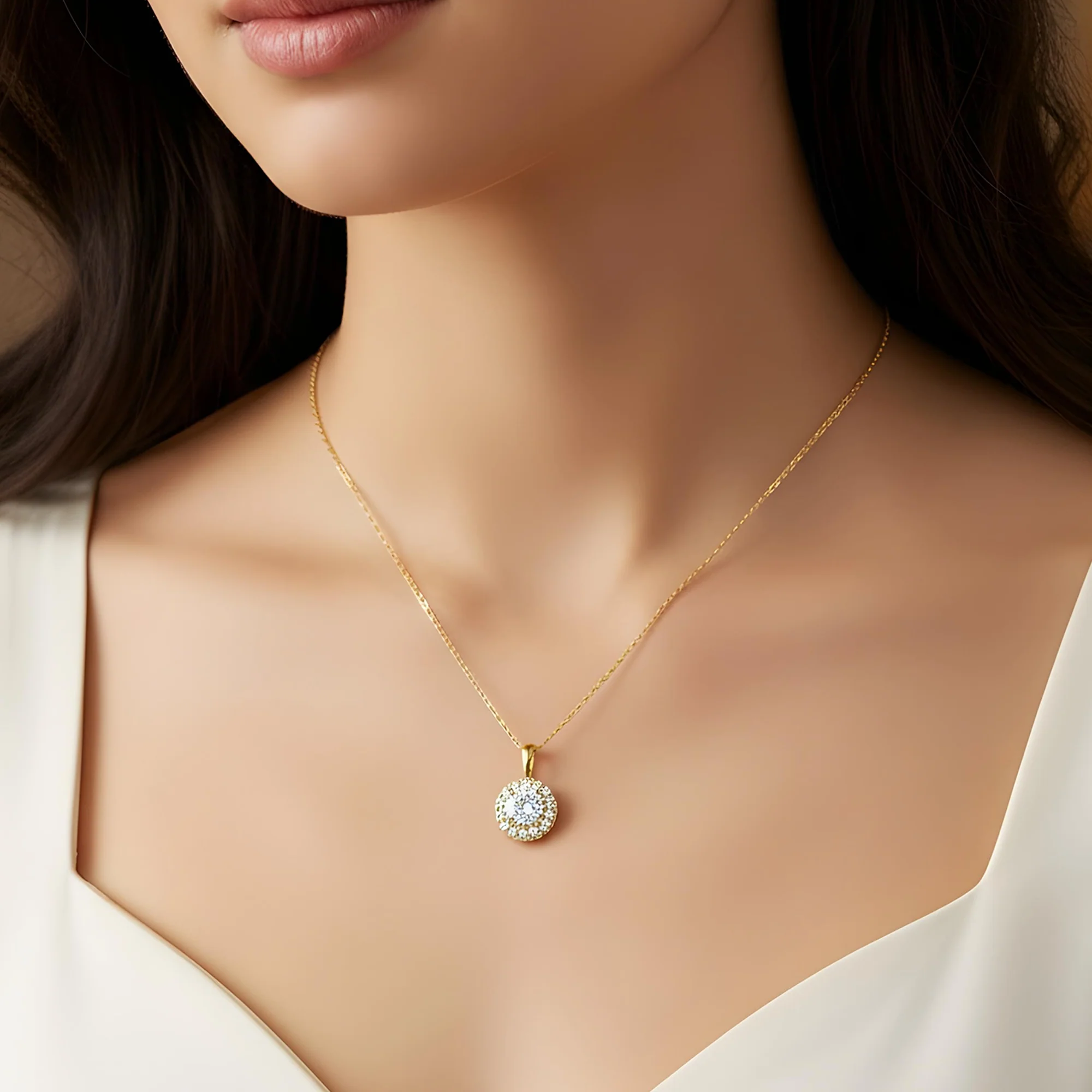 IGI 18K White Gold Round Diamond Pendant & Chain Necklace 2.77ct - Image 5