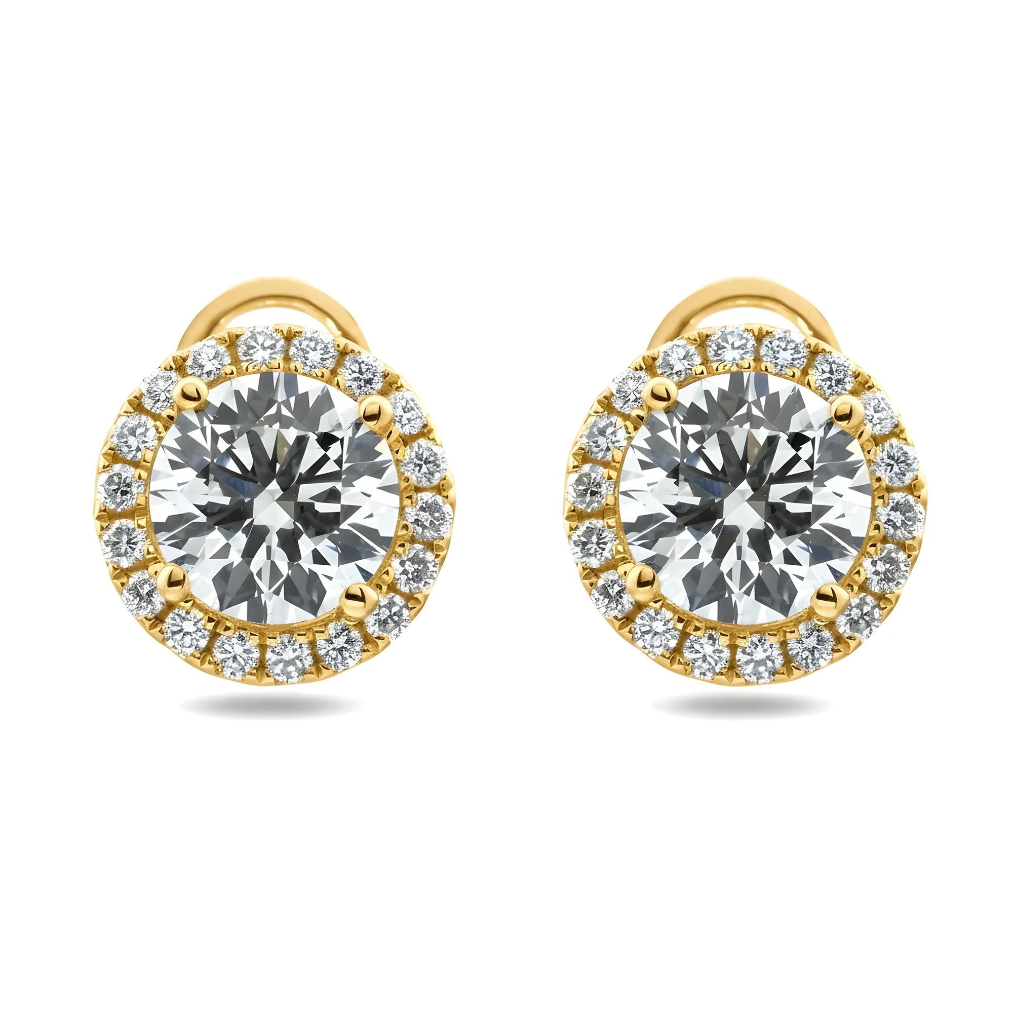IGI 18K White Gold Round Diamond Earrings w/ Halo 2.47ctw - Image 4