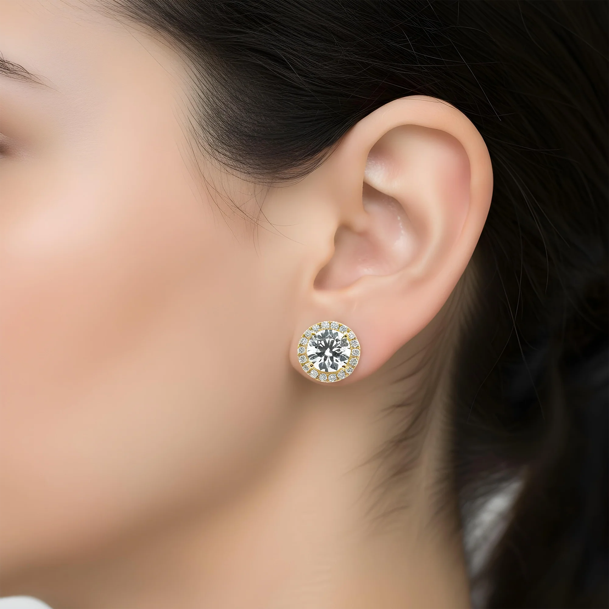 IGI 18K White Gold Round Diamond Earrings w/ Halo 2.47ctw - Image 5