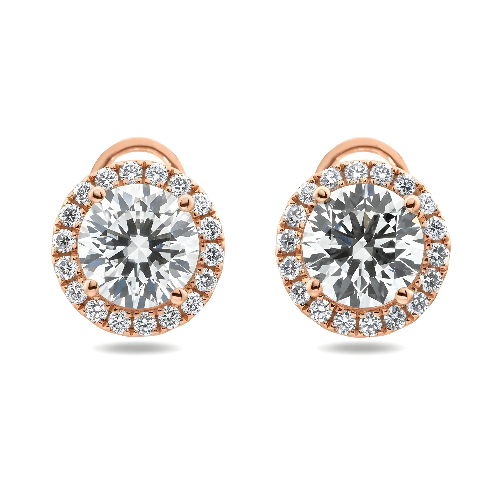 IGI 18K White Gold Round Diamond Earrings w/ Halo 2.47ctw - Image 6