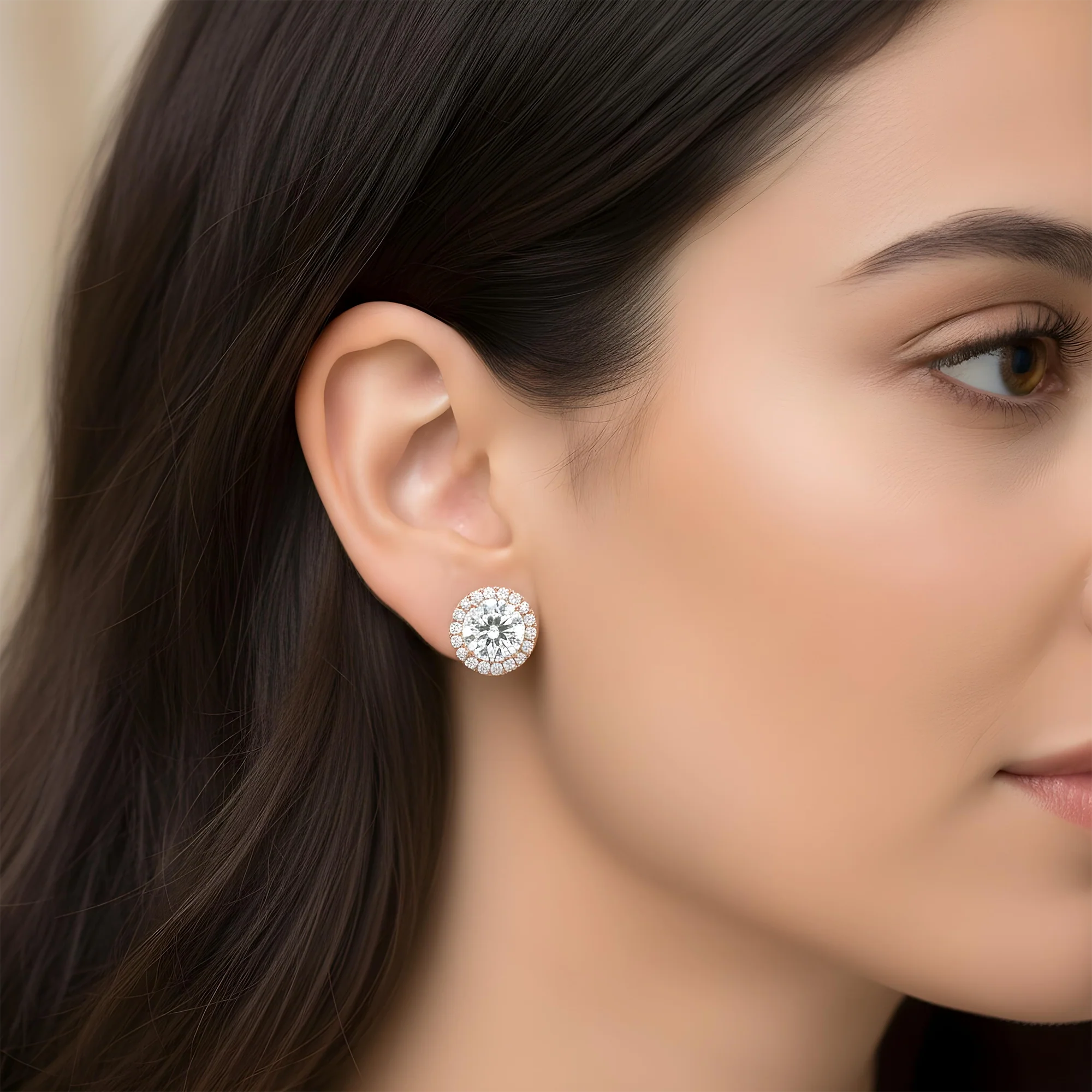 IGI 18K White Gold Round Diamond Earrings w/ Halo 2.47ctw - Image 7