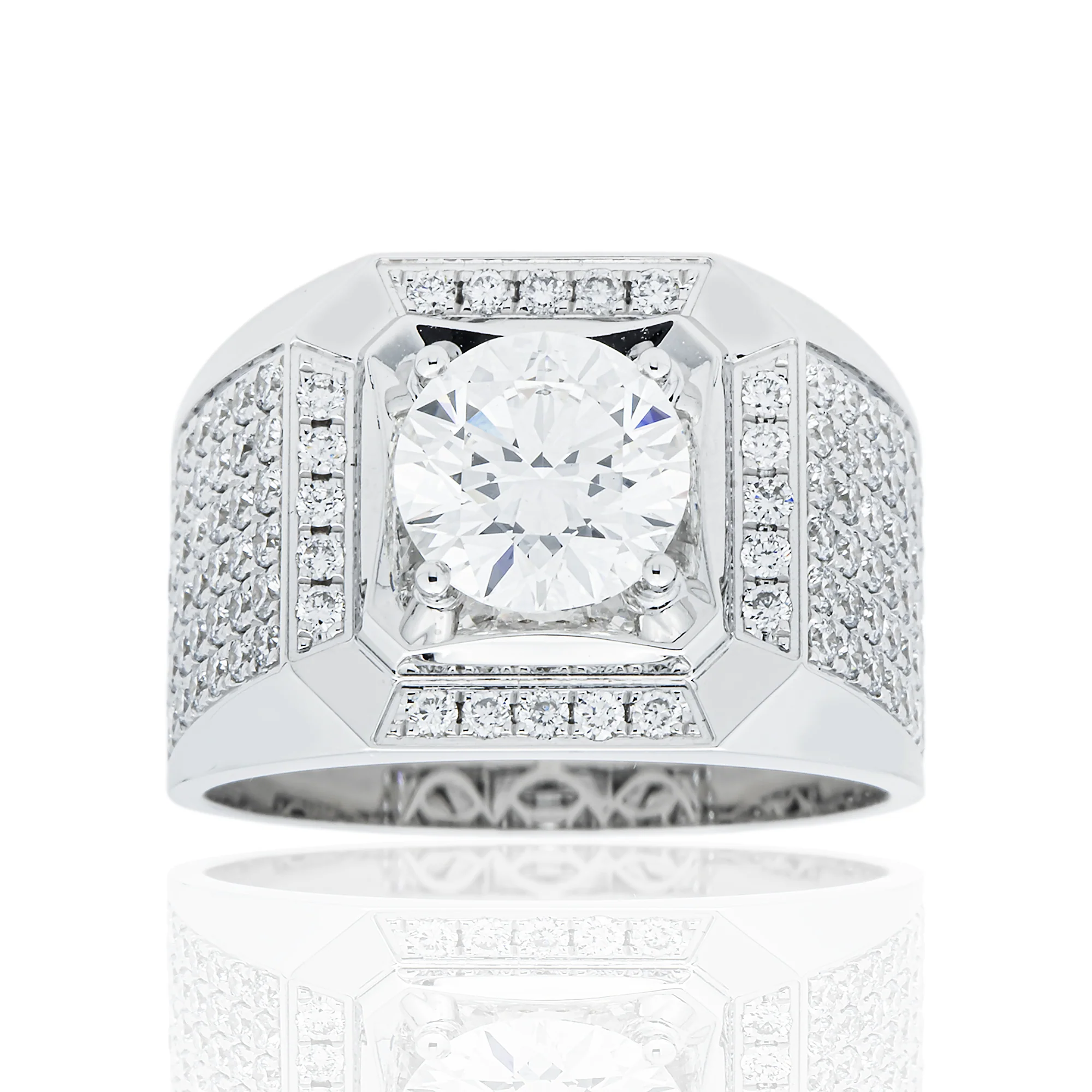 IGI 18K White Gold Round Diamond Ring 3.16ct
