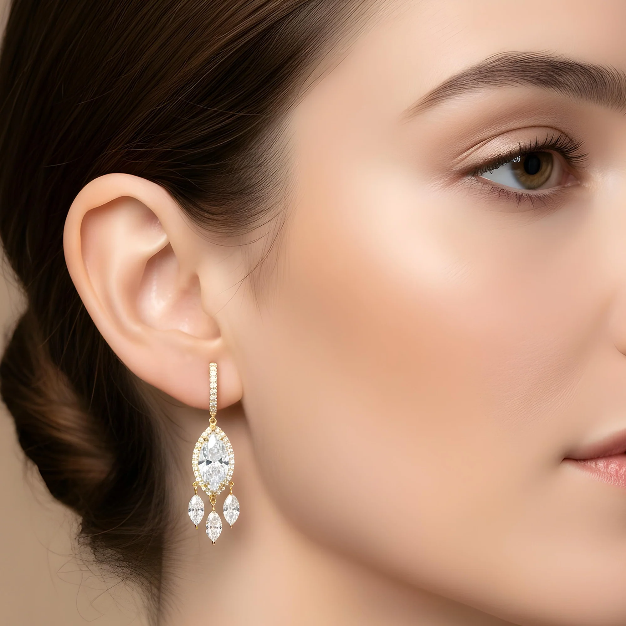 IGI 18K White Gold Round & Marquise Cut Diamond Drop Earrings 9.90ctw - Image 5