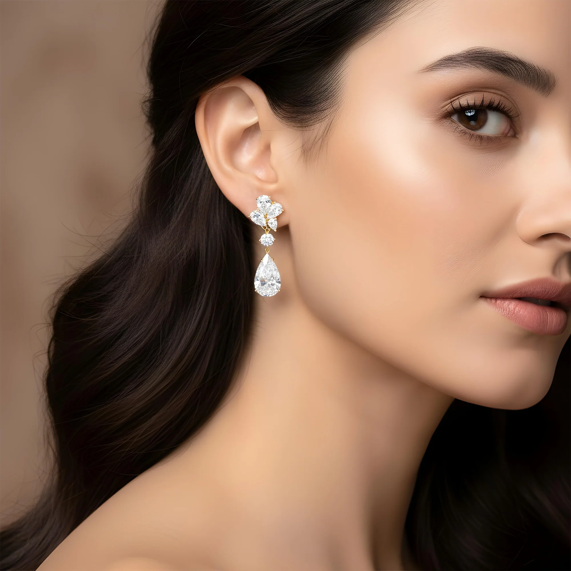 IGI 18K White Gold Round & Pear Cut Diamond Drop Earrings  10.79ctw - Image 5