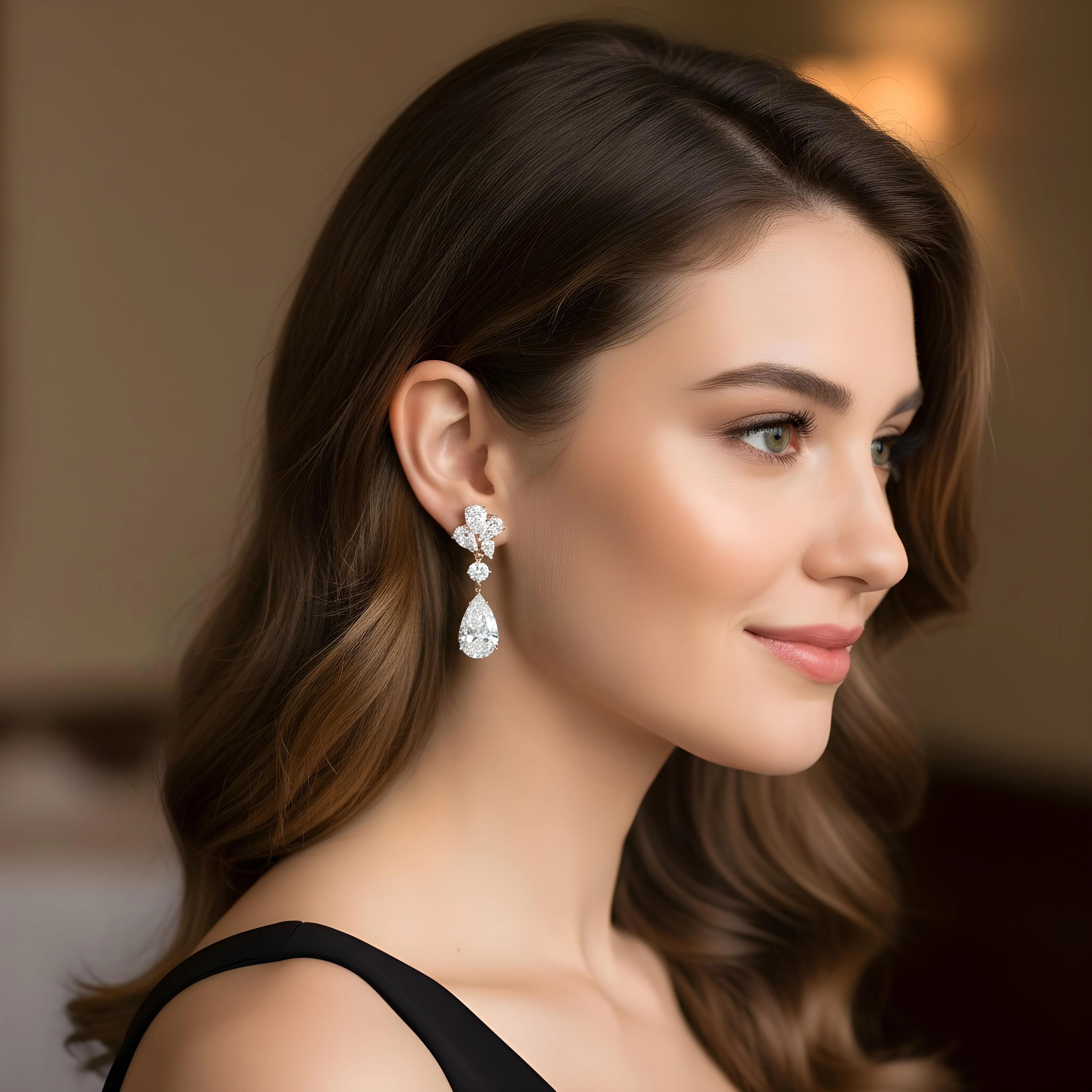 IGI 18K White Gold Round & Pear Cut Diamond Drop Earrings  10.79ctw - Image 7