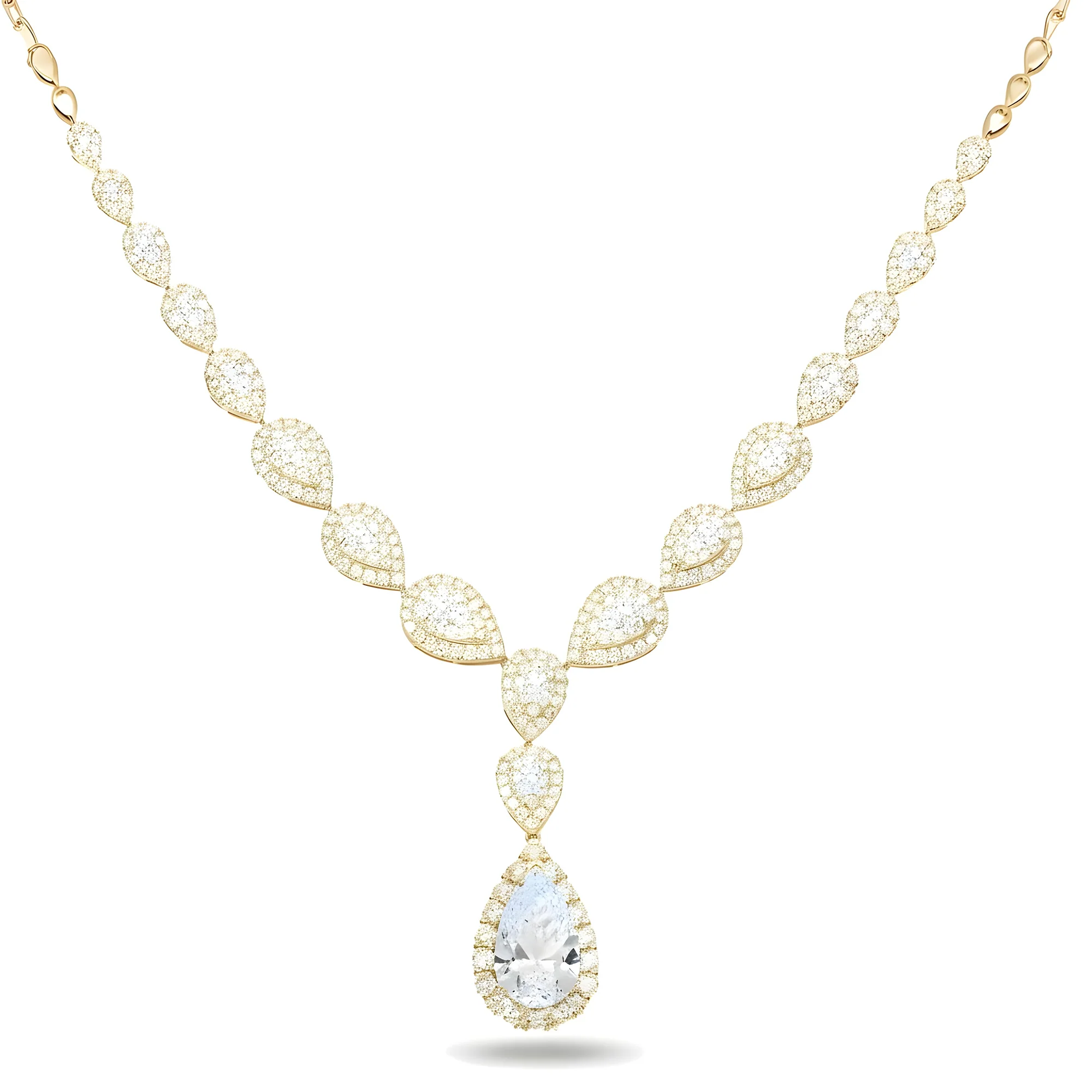 IGI 18K White Gold Round & Pear Cut Diamond Drop Necklace 12.34ct - Image 5
