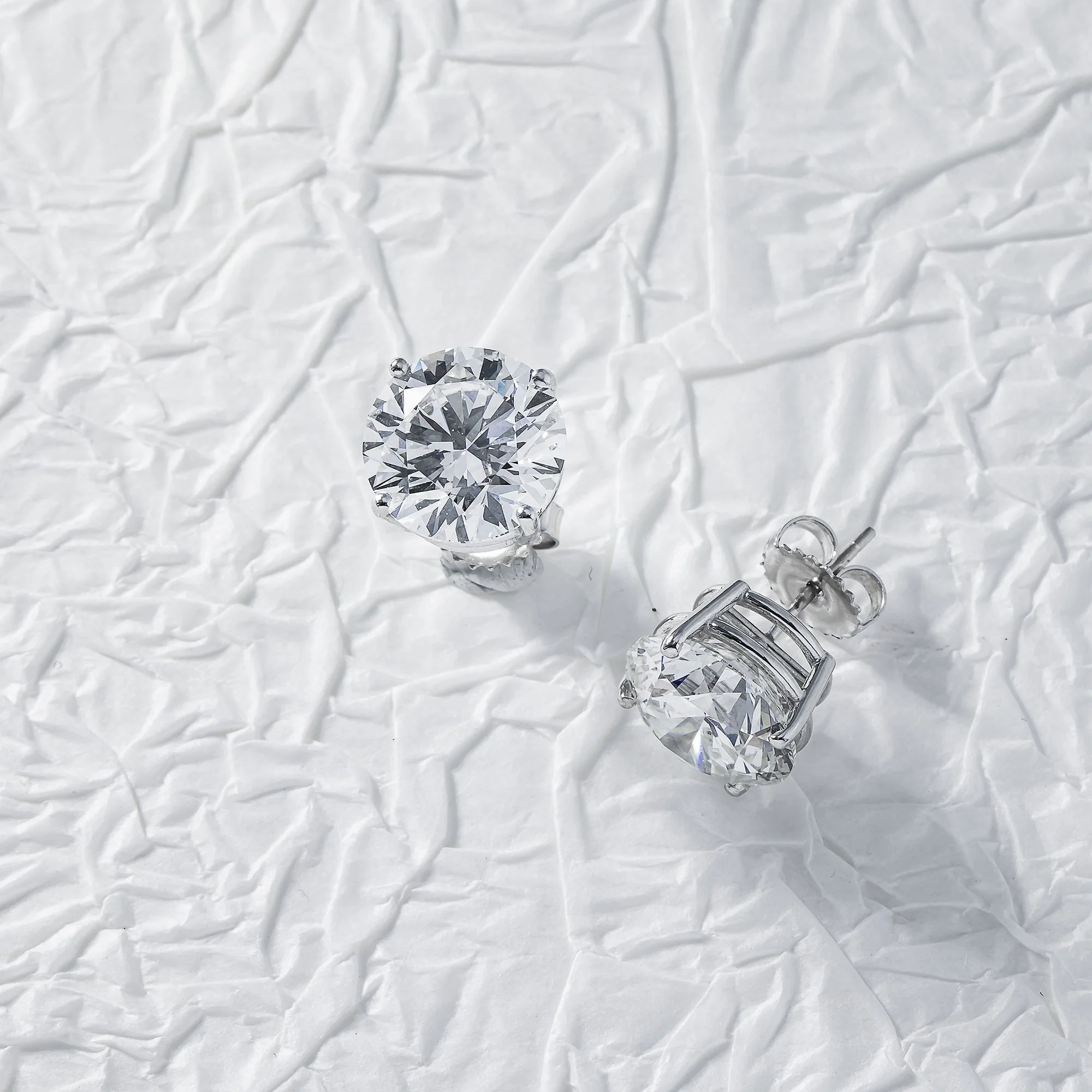 14K IGI Certified 5ct Each Solitaire Round Diamond Stud Earrings 10.12ctw - Image 3