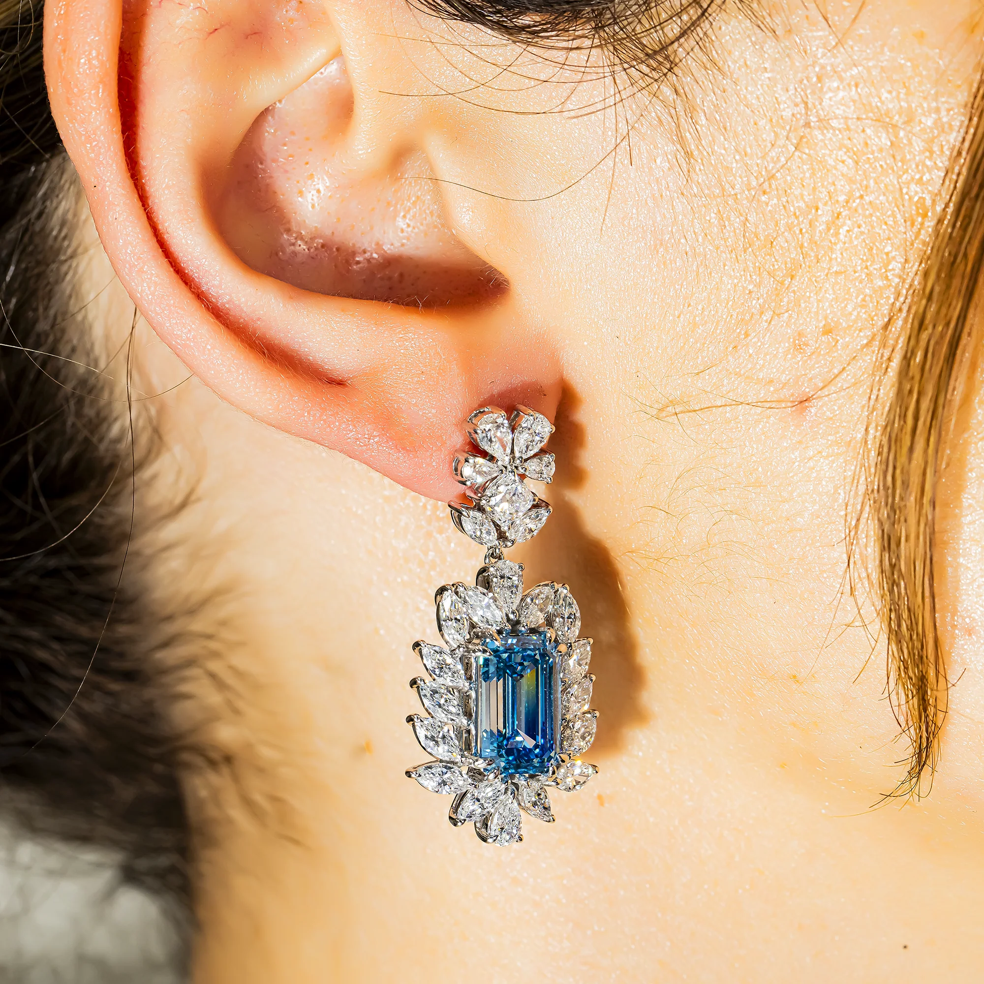 IGI Certified Fancy Pink & Blue Diamond Drop Earrings 10.59ctw - Image 3