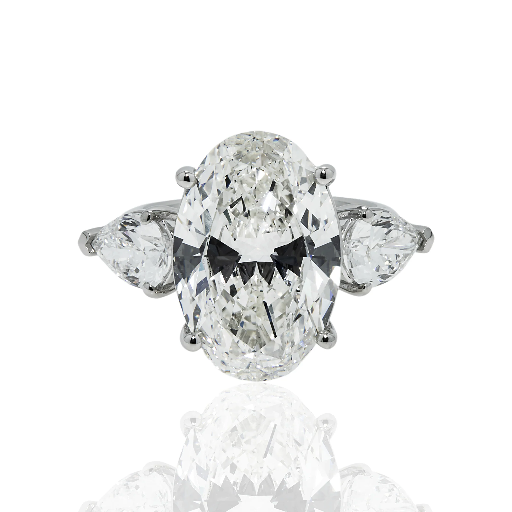 Platinum 10.02ct Oval Cut Triple Diamond Engagement Ring 12.07ctw