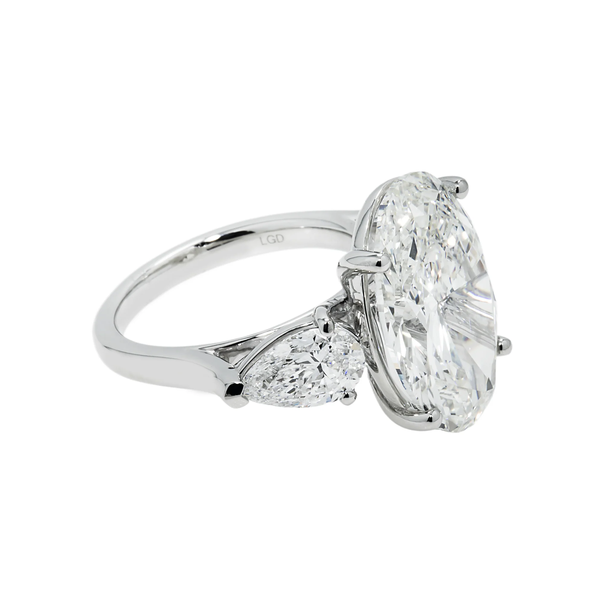 Platinum 10.02ct Oval Cut Triple Diamond Engagement Ring 12.07ctw - Image 3