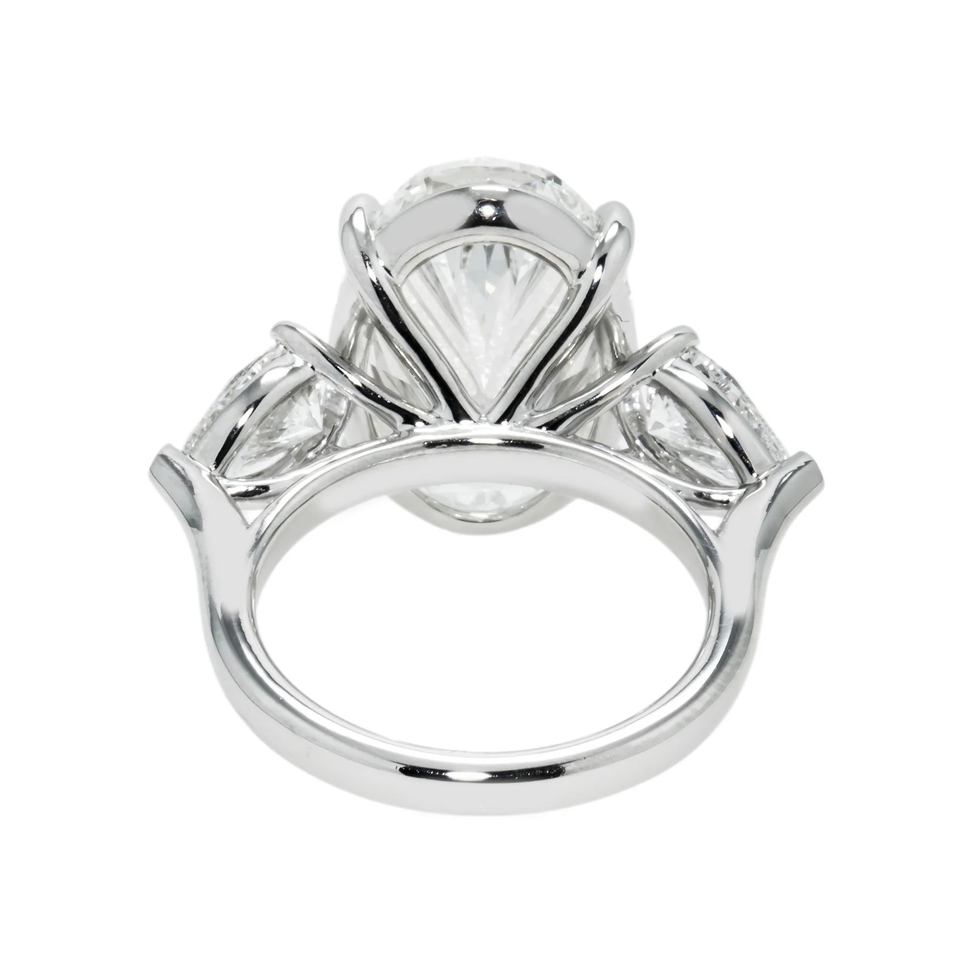 Platinum 10.02ct Oval Cut Triple Diamond Engagement Ring 12.07ctw - Image 4