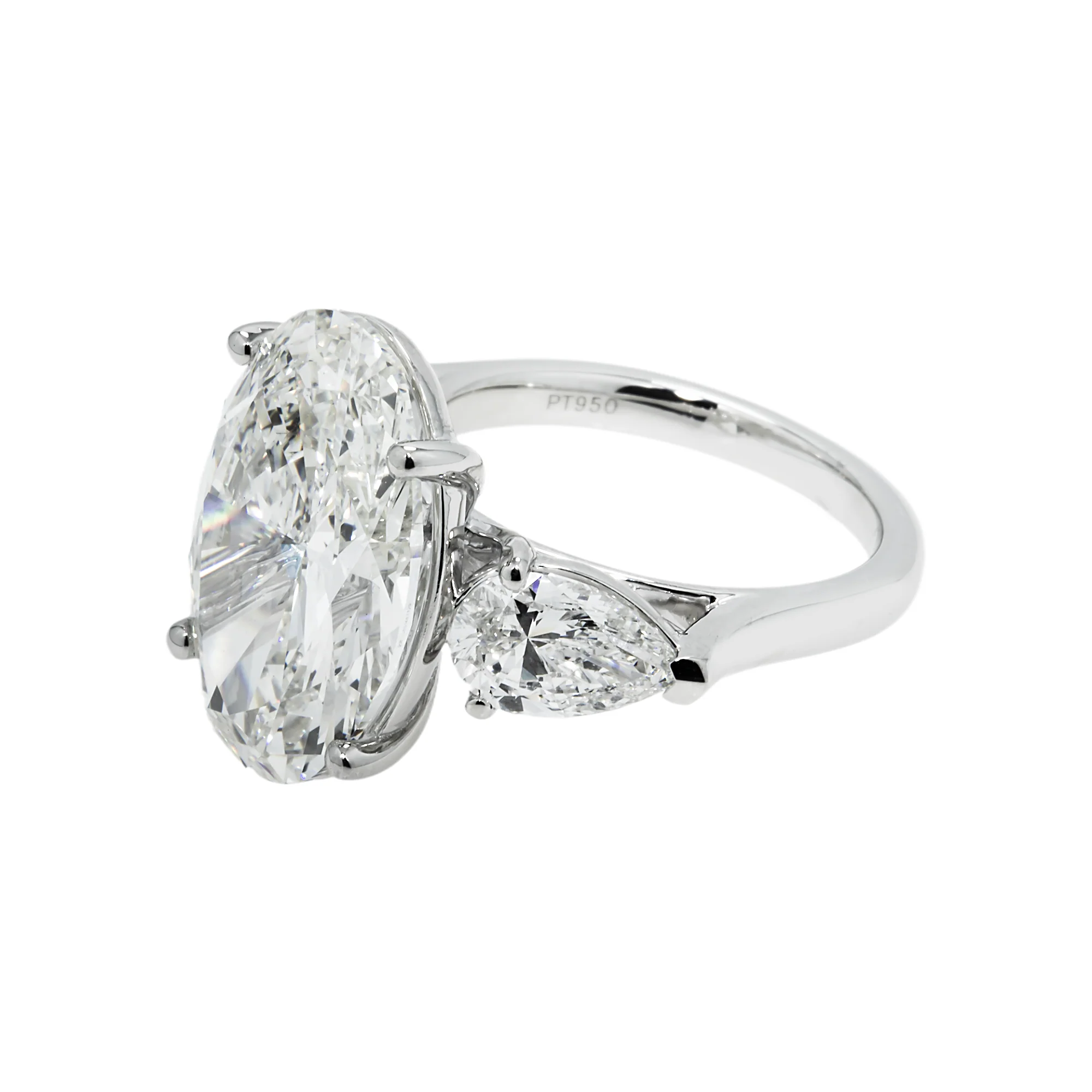 Platinum 10.02ct Oval Cut Triple Diamond Engagement Ring 12.07ctw - Image 5