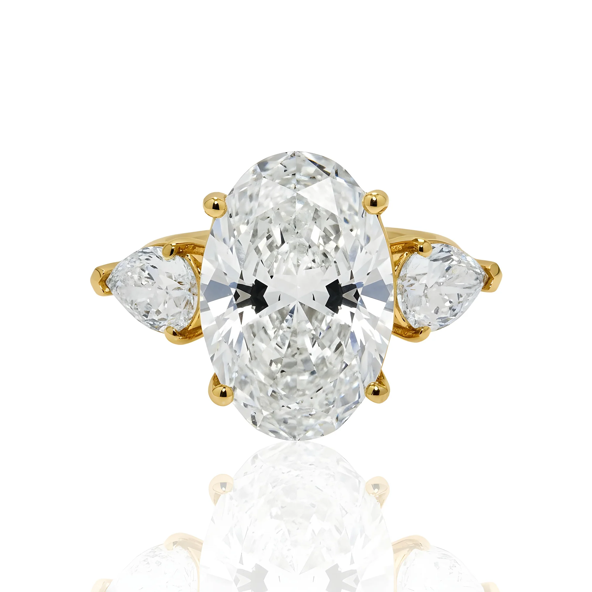 Platinum 10.02ct Oval Cut Triple Diamond Engagement Ring 12.07ctw - Image 6