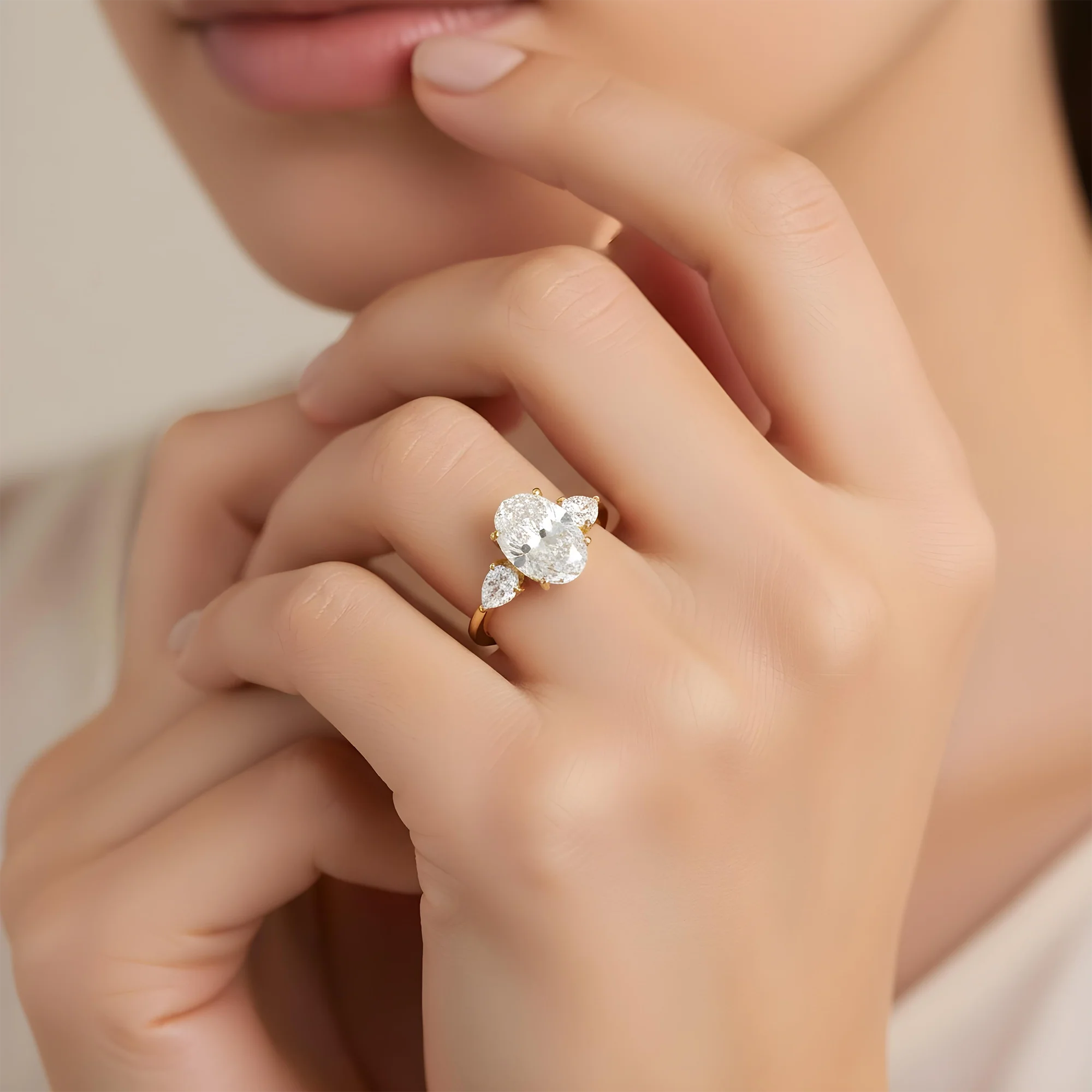 Platinum 10.02ct Oval Cut Triple Diamond Engagement Ring 12.07ctw - Image 7