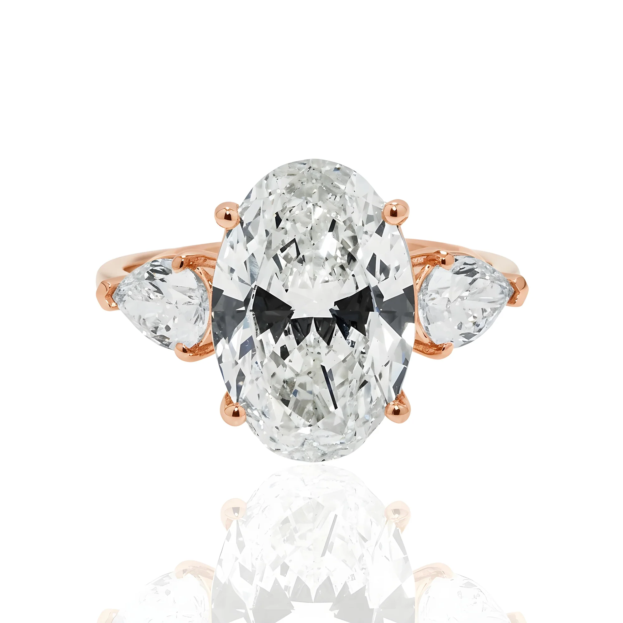 Platinum 10.02ct Oval Cut Triple Diamond Engagement Ring 12.07ctw - Image 8