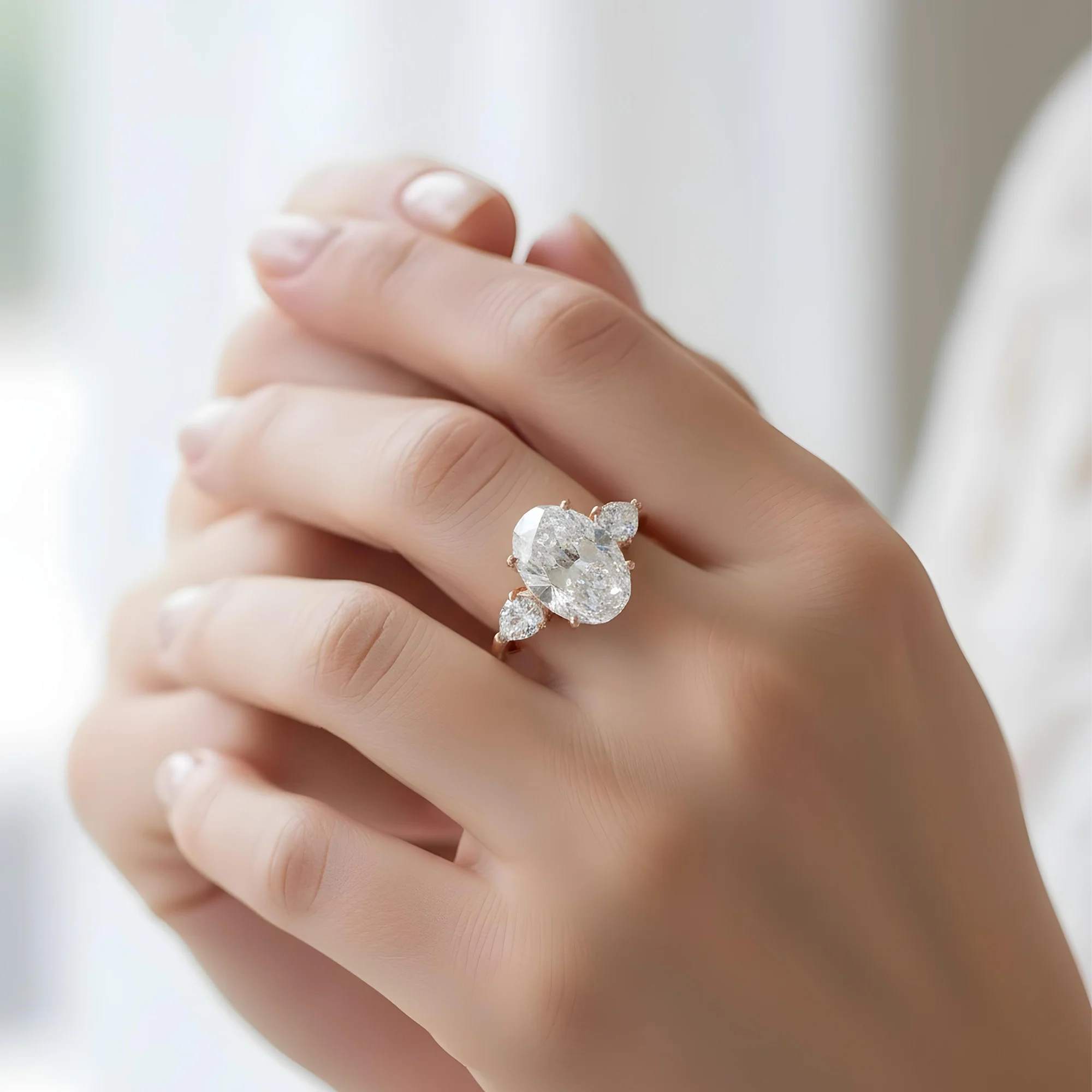 Platinum 10.02ct Oval Cut Triple Diamond Engagement Ring 12.07ctw - Image 9