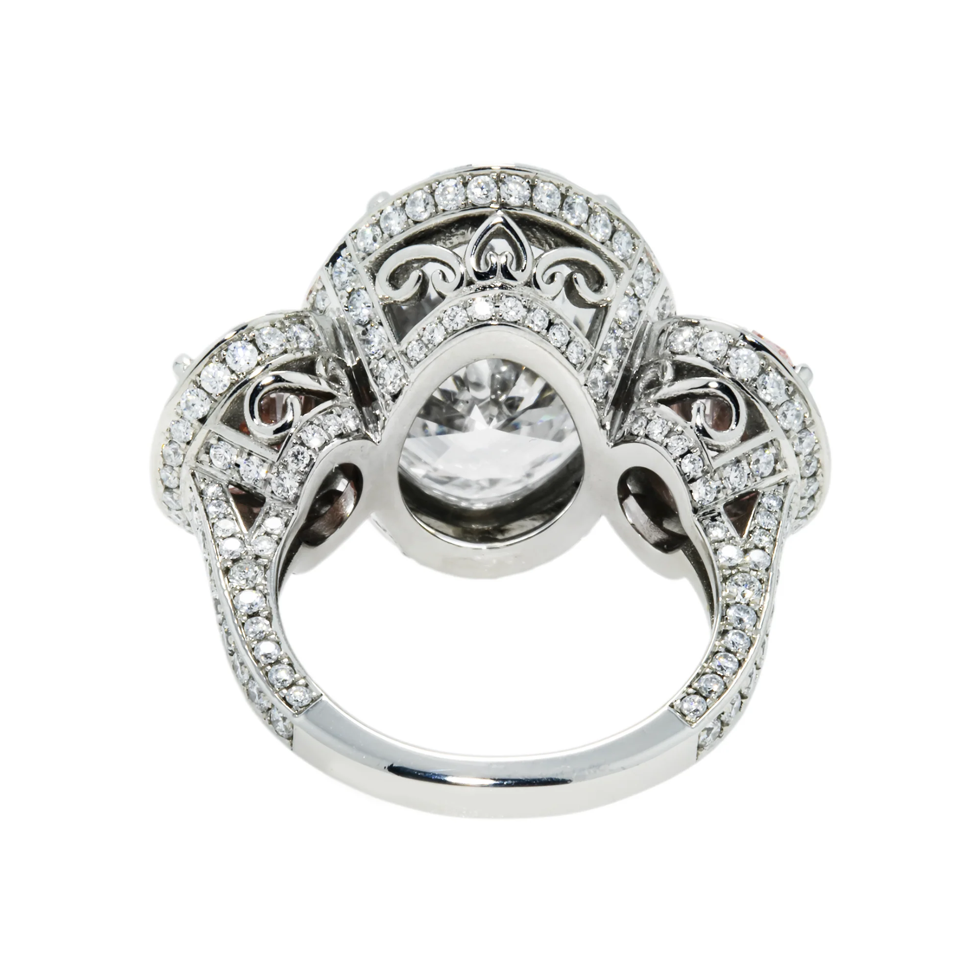 Platinum 10.61ct Oval Cut White & Fancy Pink Triple Diamond Ring 15.45ctw - Image 5