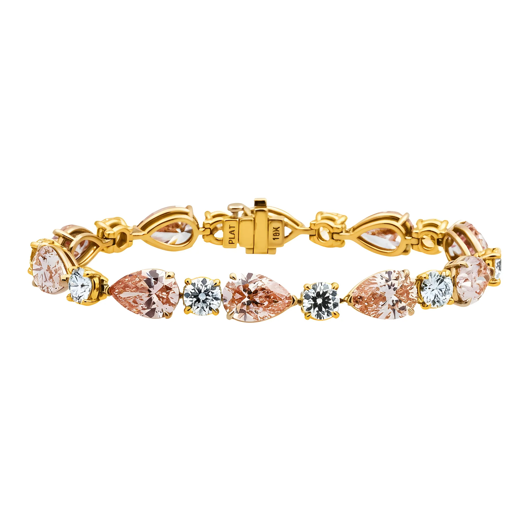 IGI Platinum & 18K Rose Gold Pear Cut Fancy Pink & Round Diamond Bracelet 26.11ct - Image 7