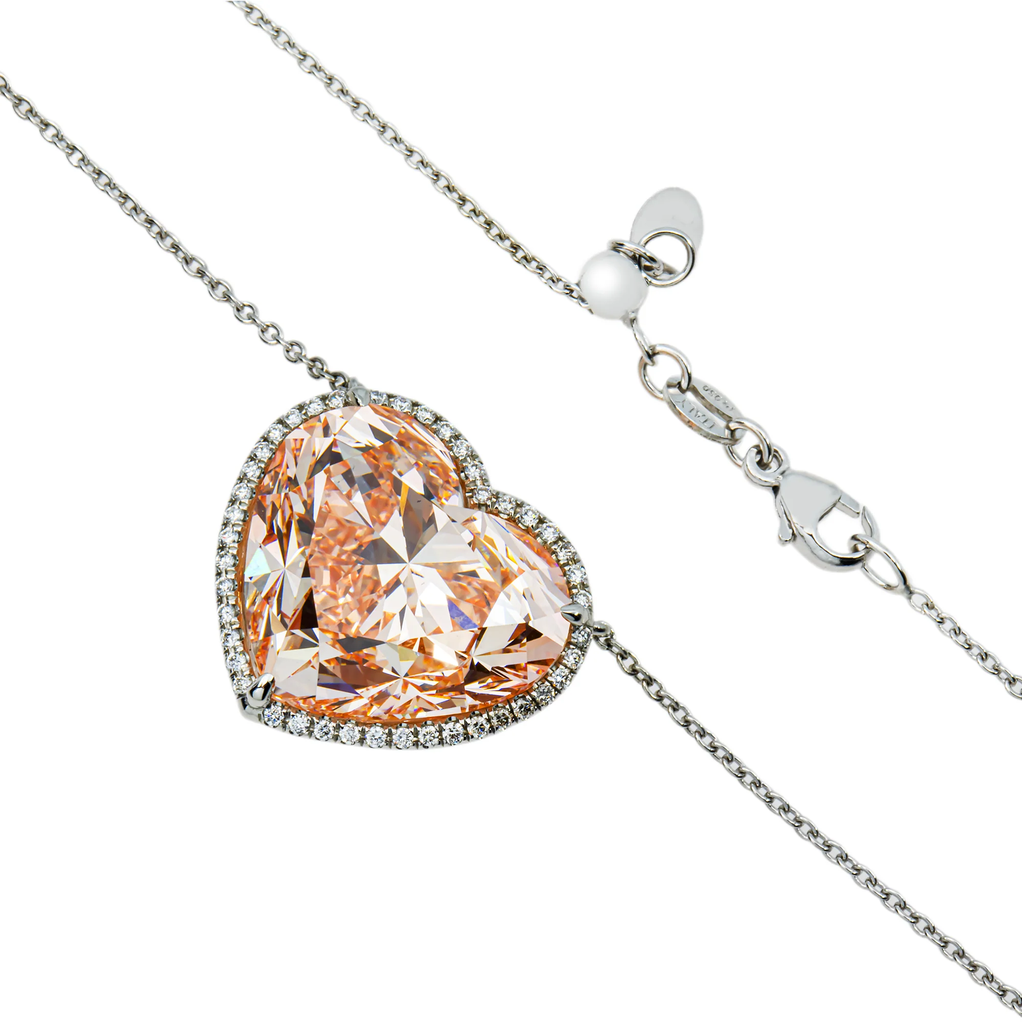 IGI Platinum Heart Cut Fancy Pink Diamond Necklace 24.81ct - Image 3