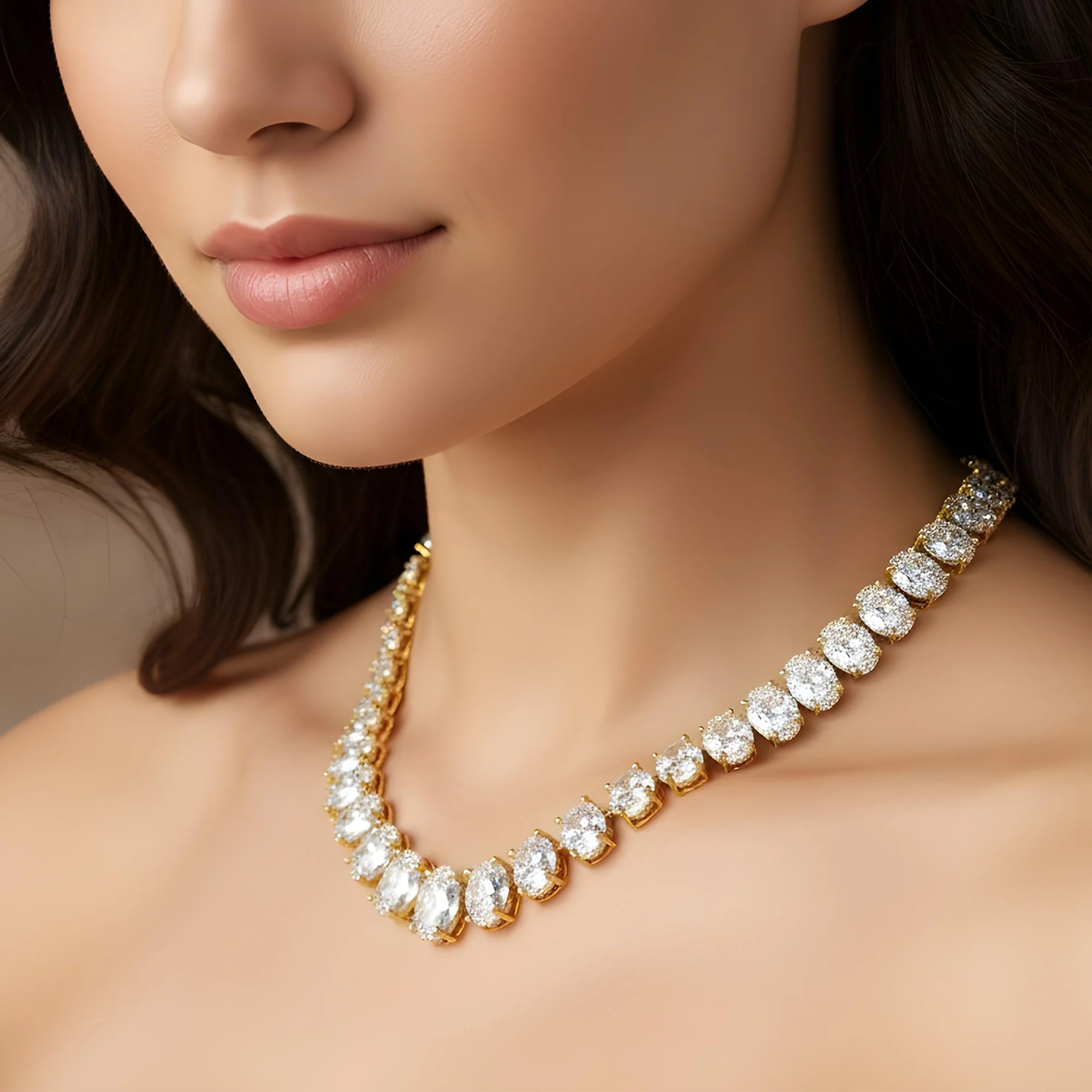 IGI Platinum Slightly Graduated Oval Diamond Tennis Chain 104ct - Image 5