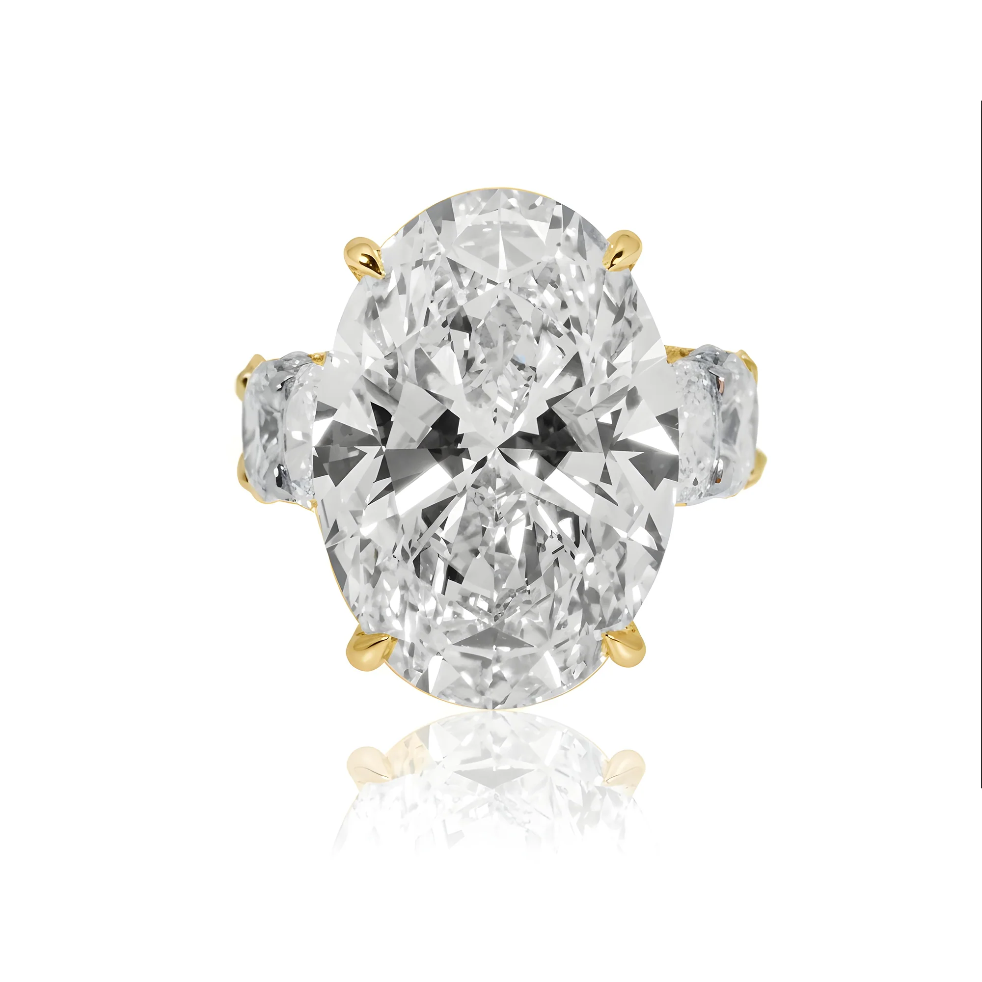 Platinum 22.10ct Oval Cut Diamond Engagement Ring 30.51ctw - Image 10