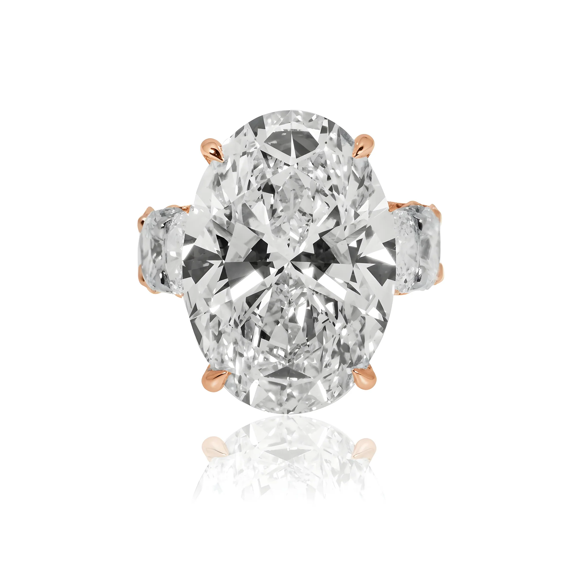 Platinum 22.10ct Oval Cut Diamond Engagement Ring 30.51ctw - Image 12
