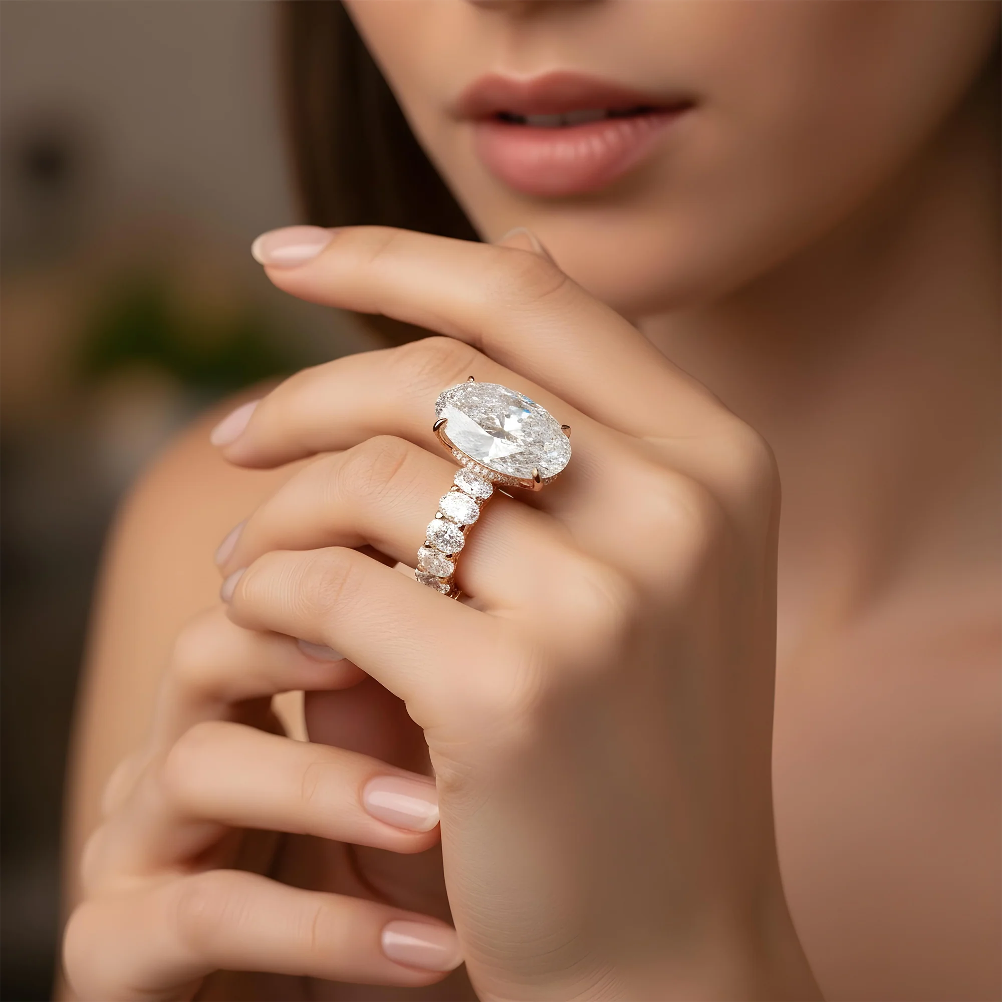 Platinum 22.10ct Oval Cut Diamond Engagement Ring 30.51ctw - Image 13