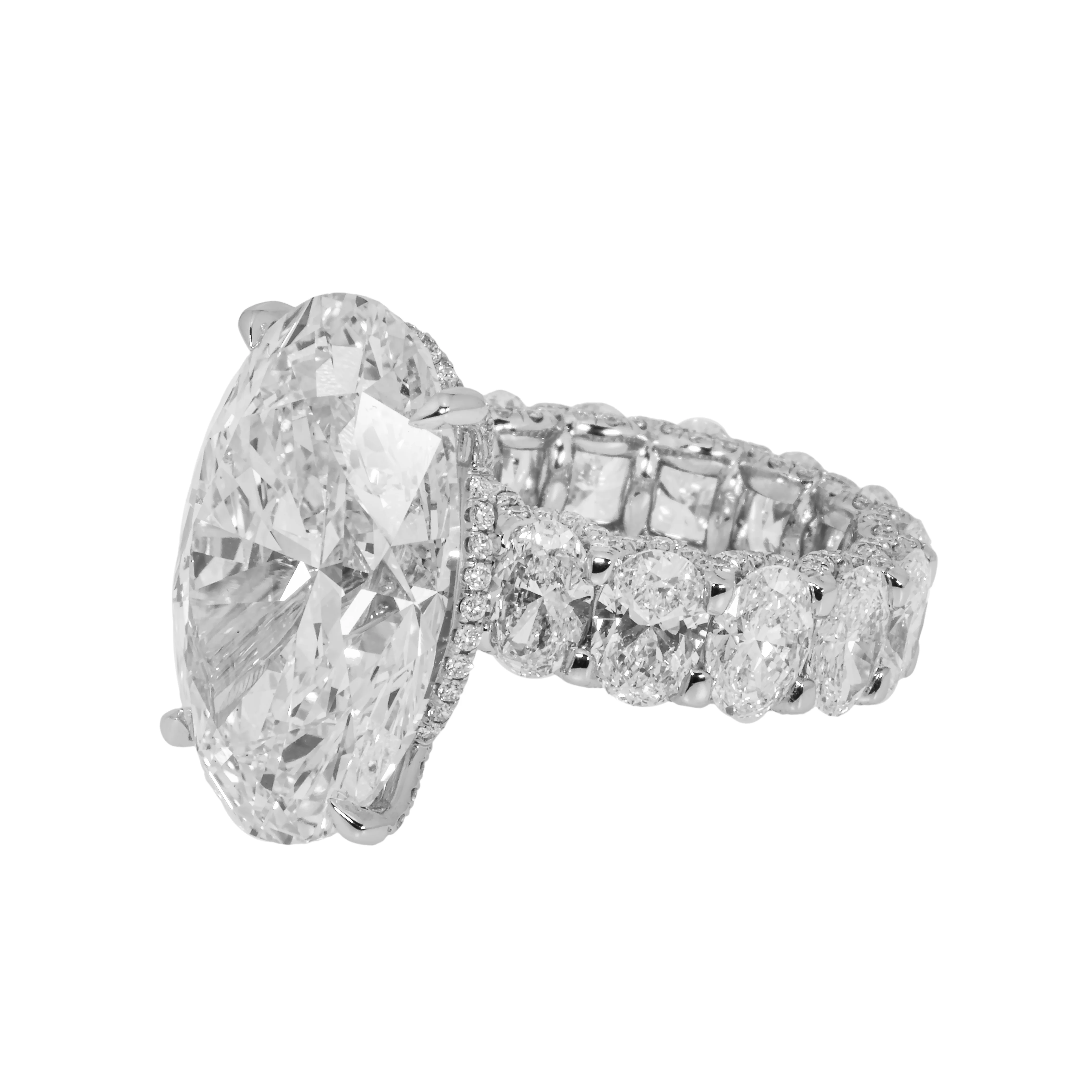 Platinum 22.10ct Oval Cut Diamond Engagement Ring 30.51ctw - Image 5