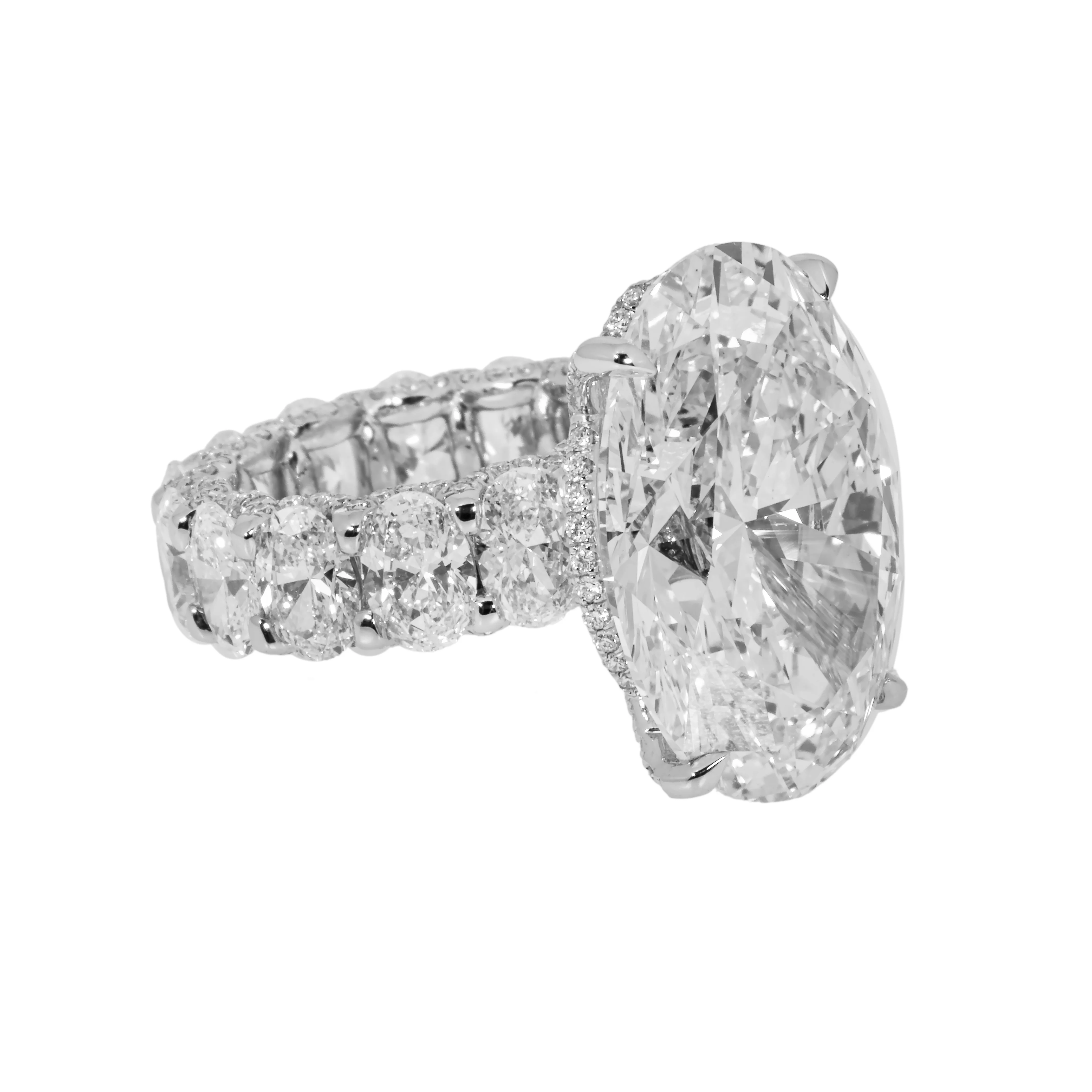 Platinum 22.10ct Oval Cut Diamond Engagement Ring 30.51ctw - Image 6