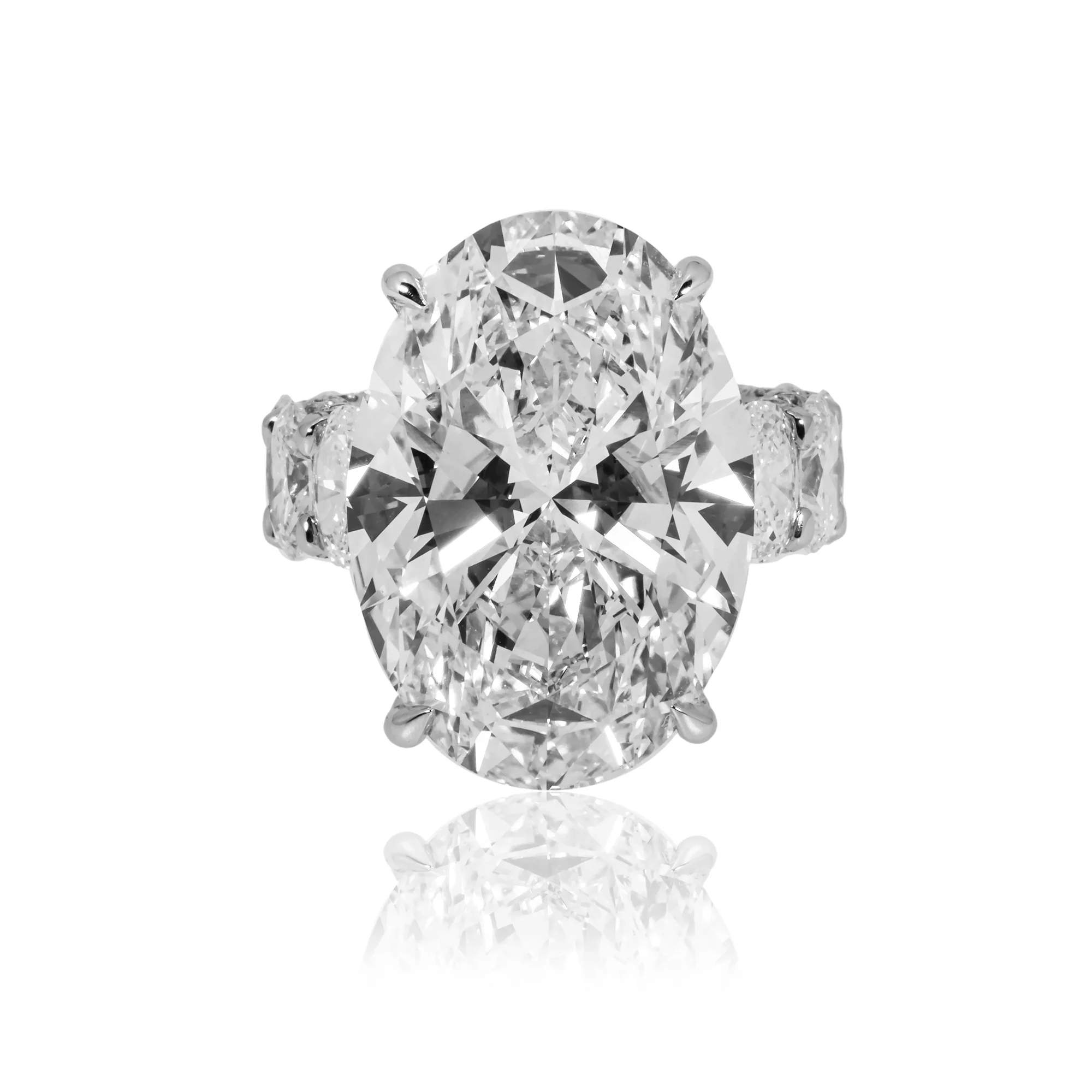 Platinum 22.10ct Oval Cut Diamond Engagement Ring 30.51ctw - Image 7