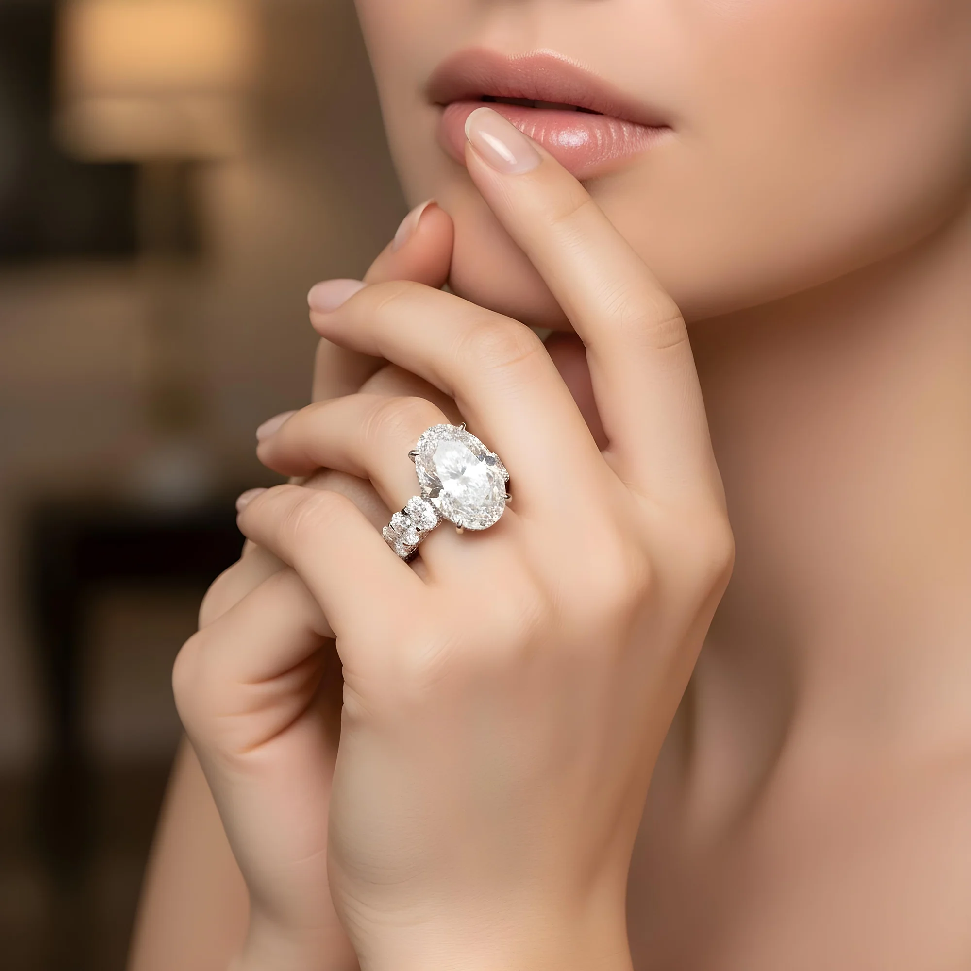 Platinum 22.10ct Oval Cut Diamond Engagement Ring 30.51ctw - Image 8