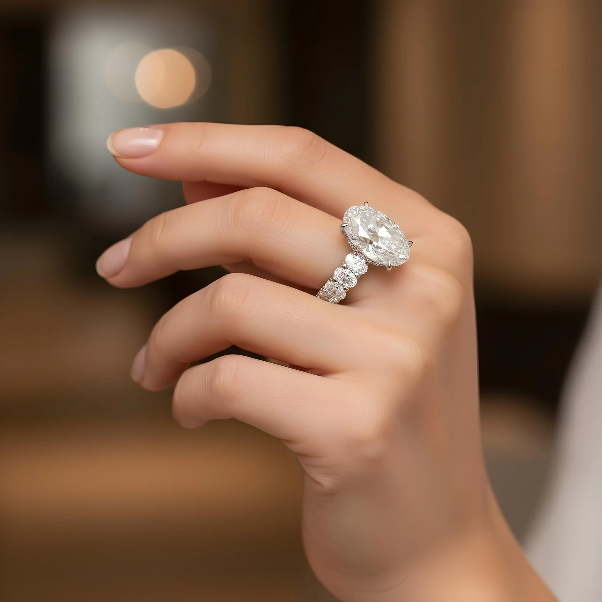Platinum 22.10ct Oval Cut Diamond Engagement Ring 30.51ctw - Image 9