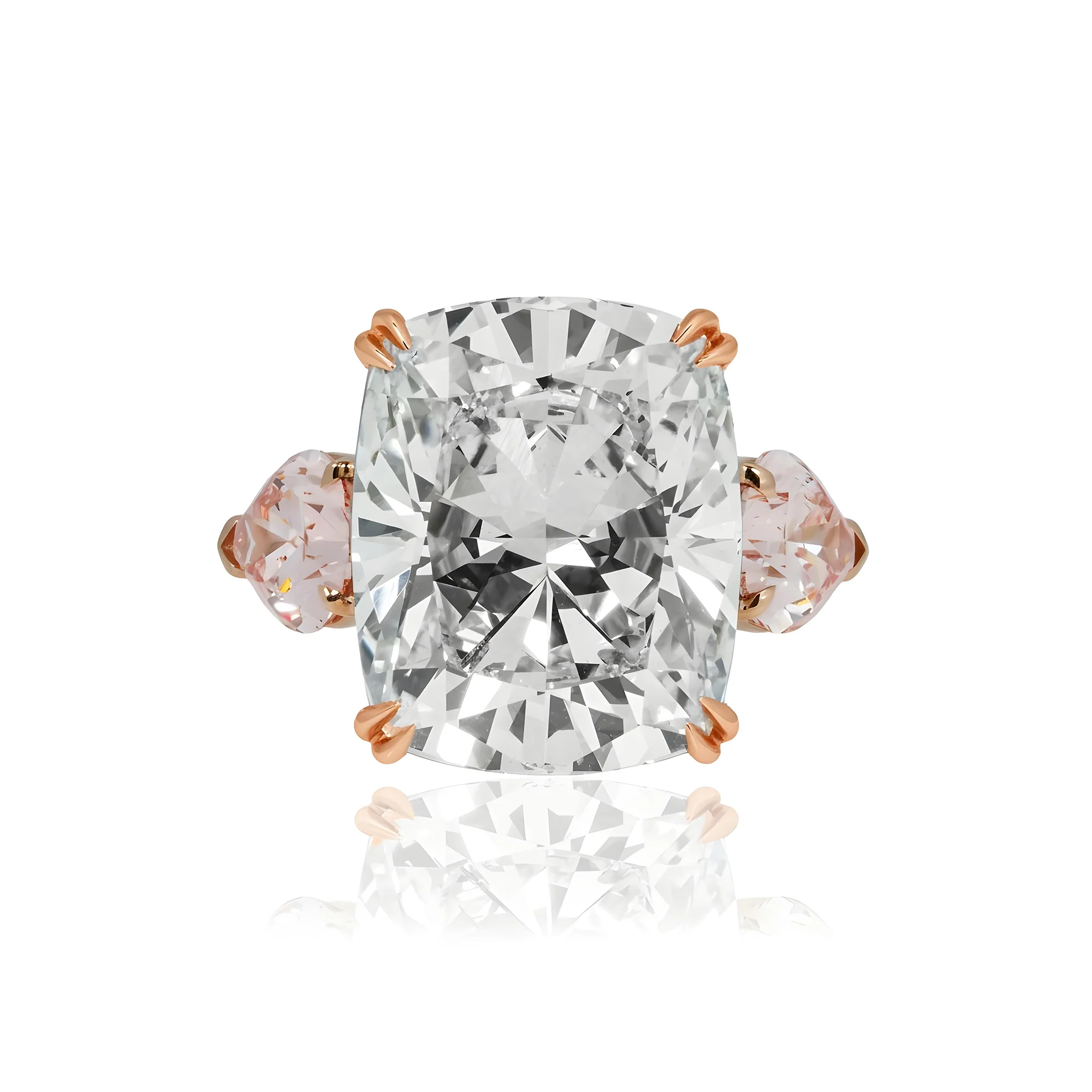Platinum 20.07ct Cushion Cut & Pink Pear Triple Diamond Engagement Ring 24.09ctw (3 IGI) - Image 12