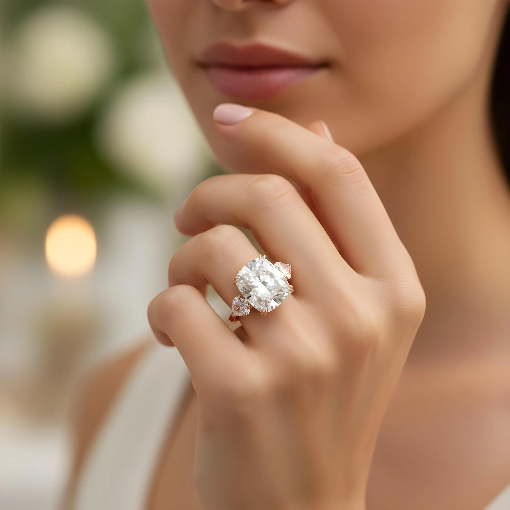 Platinum 20.07ct Cushion Cut & Pink Pear Triple Diamond Engagement Ring 24.09ctw (3 IGI) - Image 13
