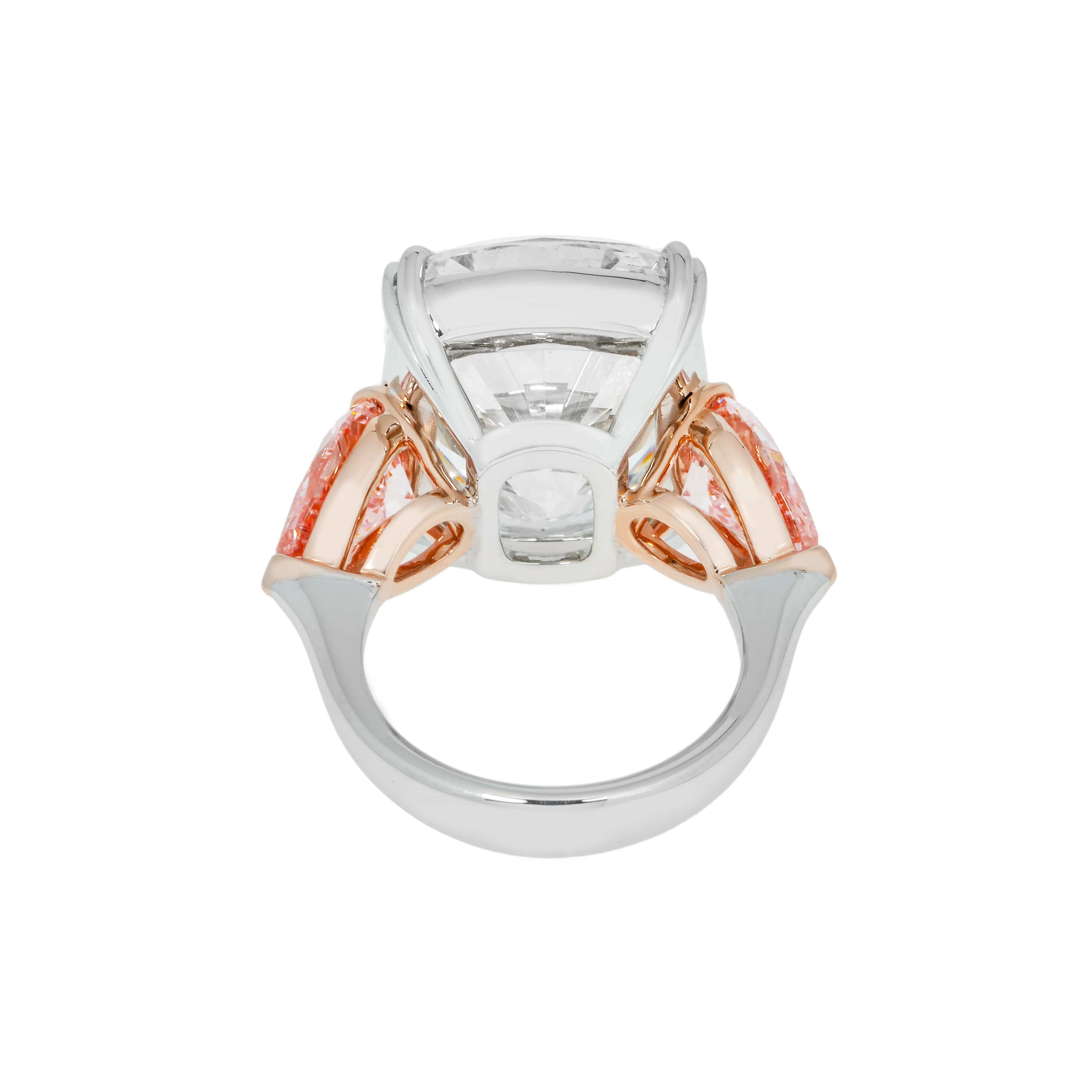 Platinum 20.07ct Cushion Cut & Pink Pear Triple Diamond Engagement Ring 24.09ctw (3 IGI) - Image 5