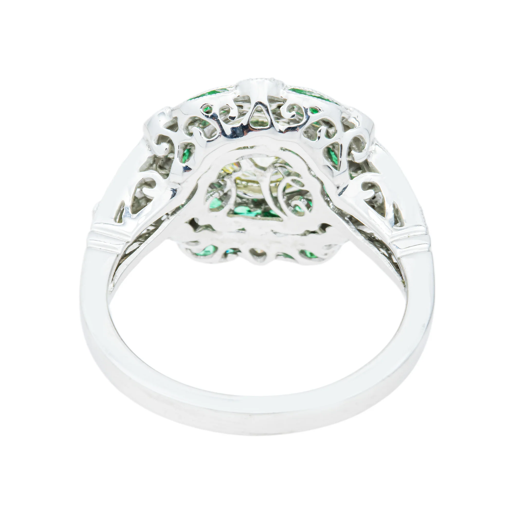 Platinum 1.03ct Round Diamond & Emerald Ring 1.91ctw - Image 4
