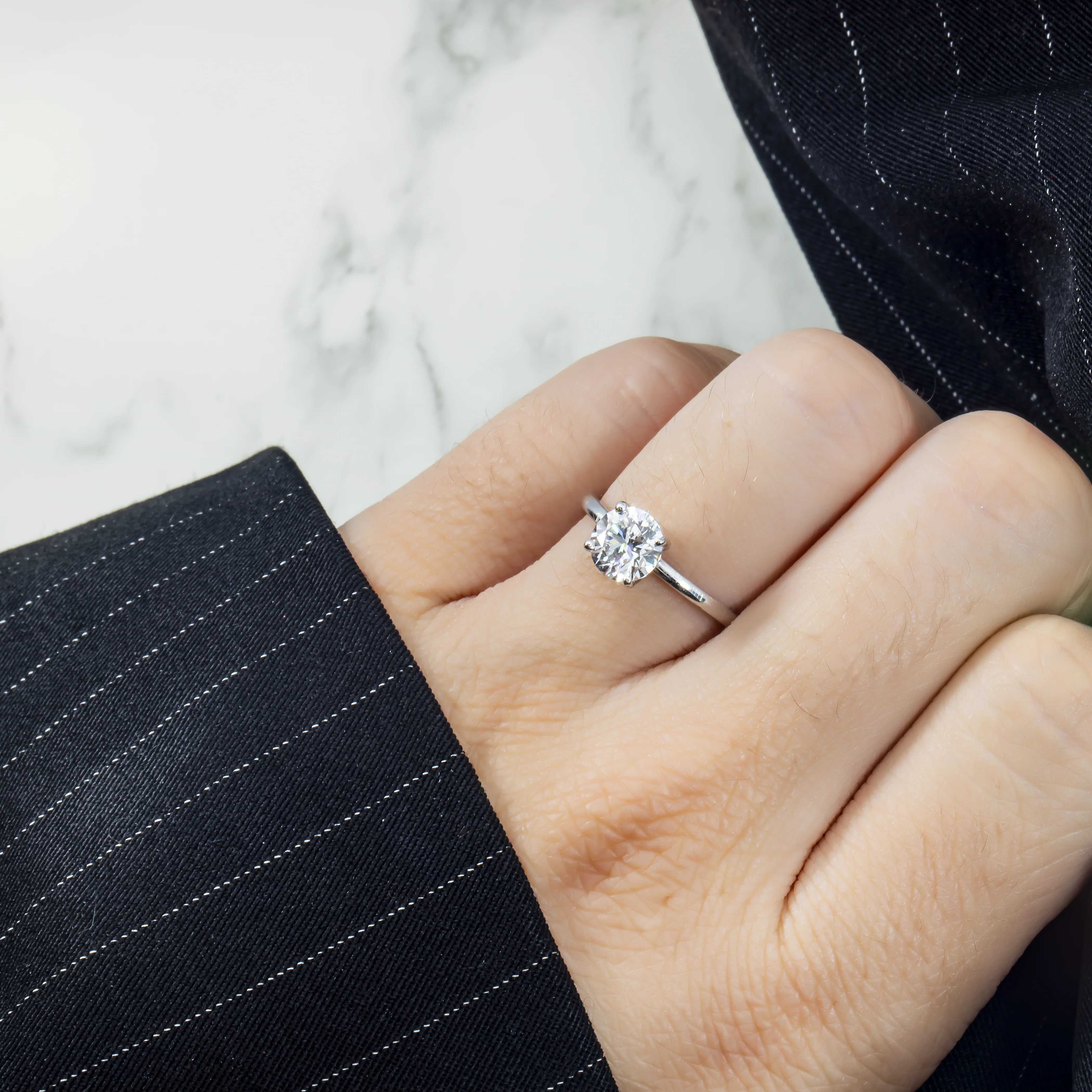 Platinum 1.20ct Round Cut Solitaire Diamond Engagement Ring - Image 3