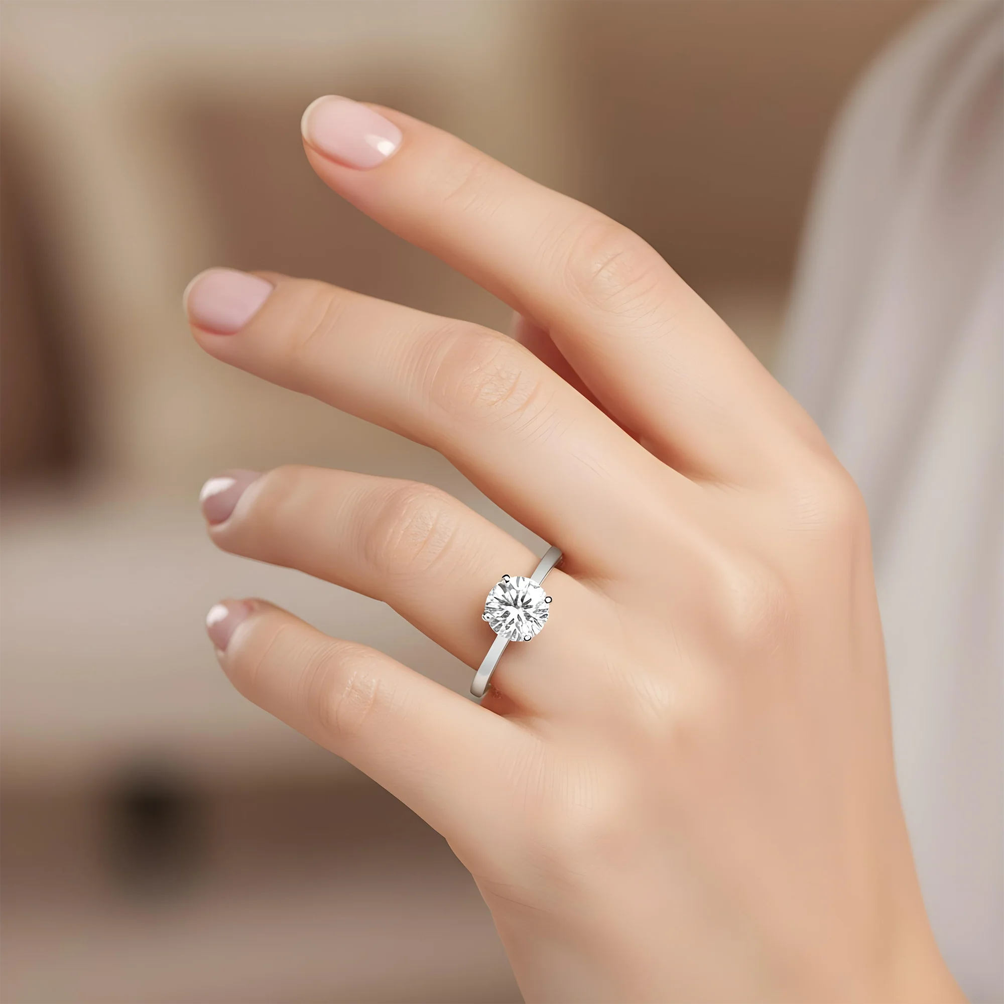 Platinum 1.20ct Round Cut Solitaire Diamond Engagement Ring - Image 9