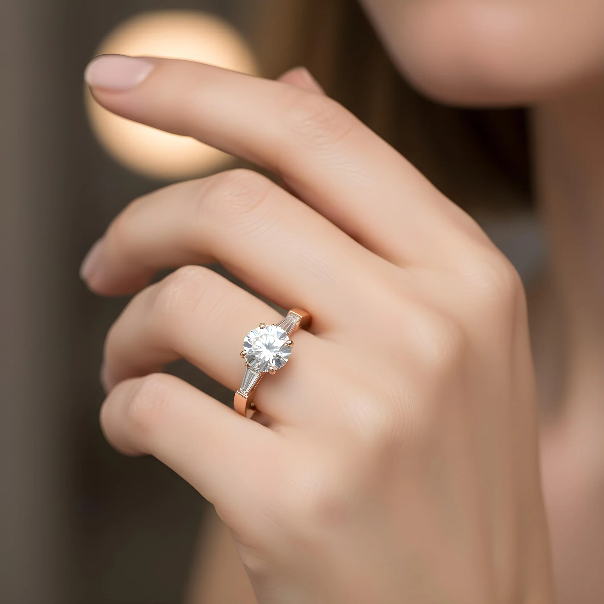 Platinum 1.73ct Round Cut Triple Diamond Engagement Ring 2.03ctw - Image 10