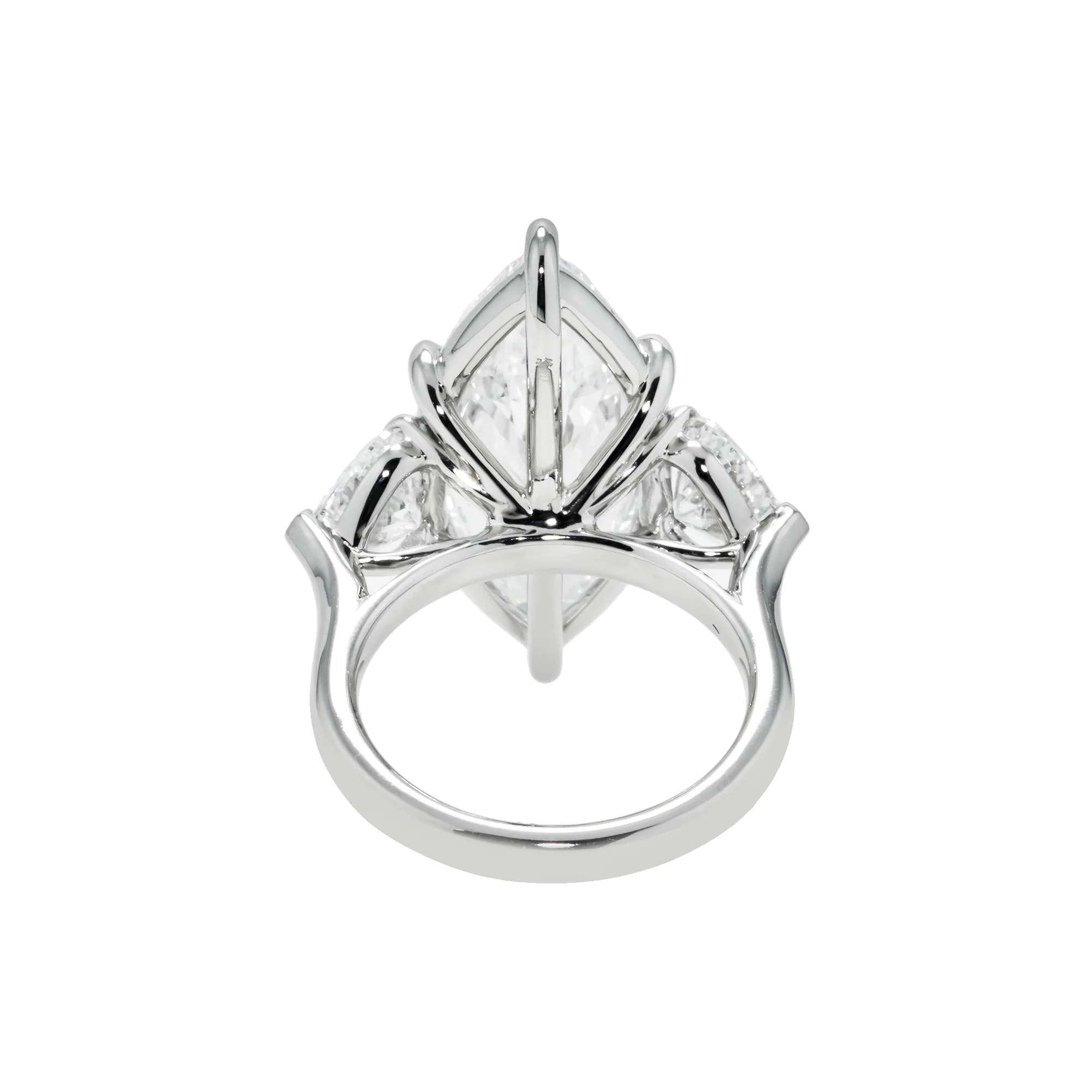 Platinum 10.06ct Marquise Cut Diamond Engagement Ring w/ Heart Diamond Side Stones 12.14ctw - Image 4