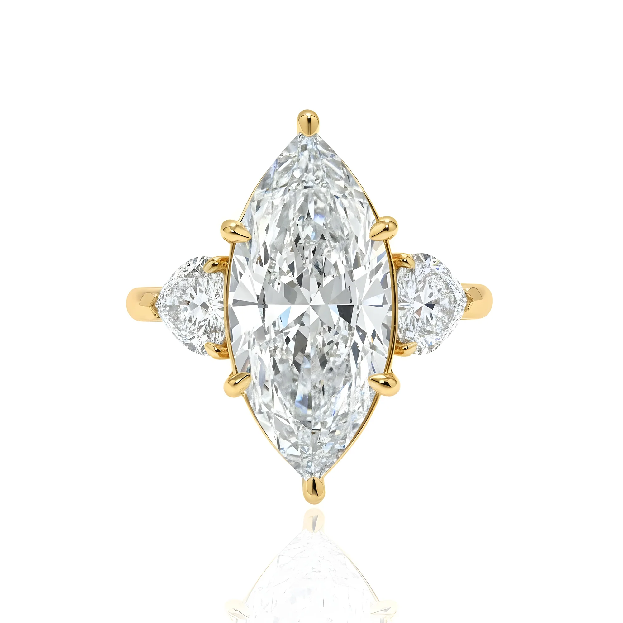 Platinum 10.06ct Marquise Cut Diamond Engagement Ring w/ Heart Diamond Side Stones 12.14ctw - Image 6