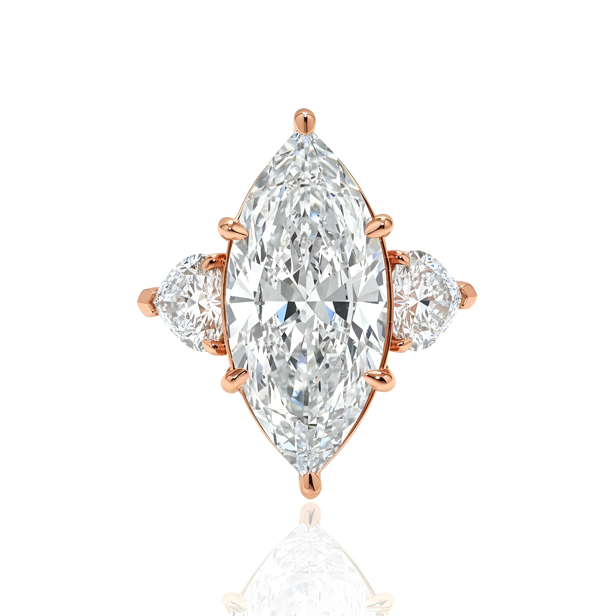 Platinum 10.06ct Marquise Cut Diamond Engagement Ring w/ Heart Diamond Side Stones 12.14ctw - Image 8