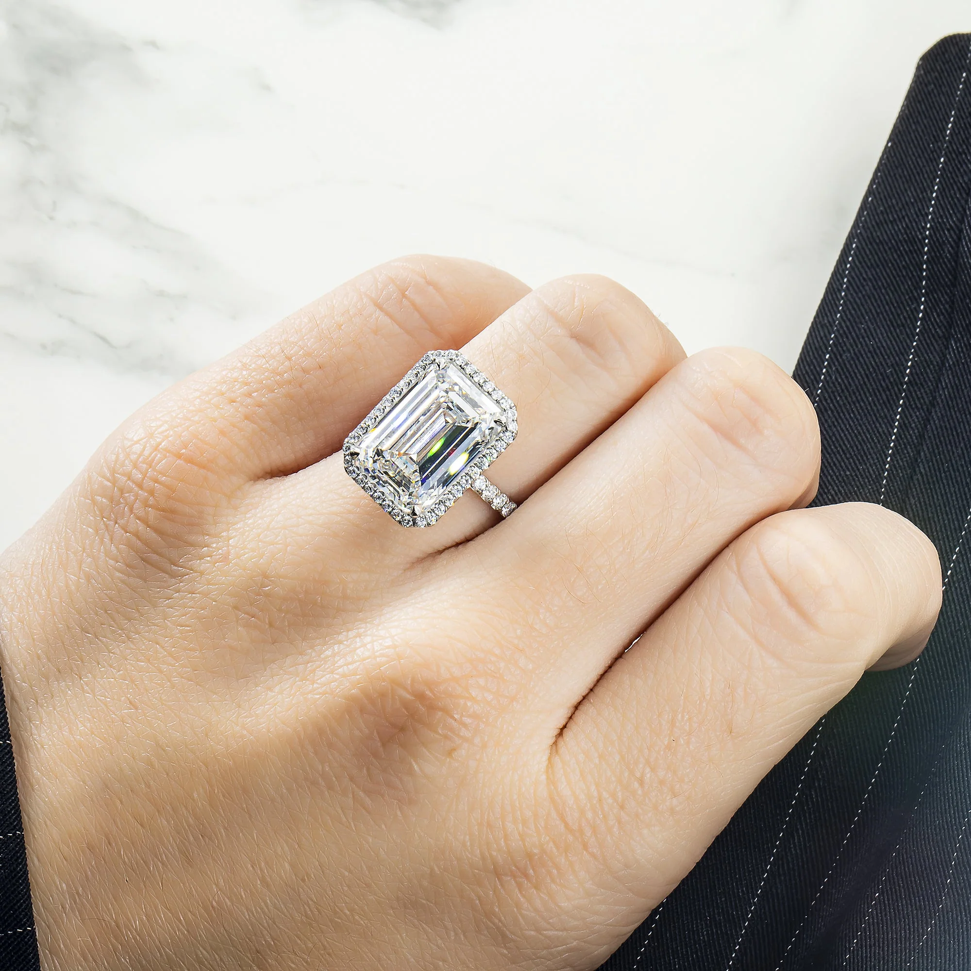 Platinum 10.17ct Emerald Cut Diamond Engagement Ring 11.07ctw - Image 3