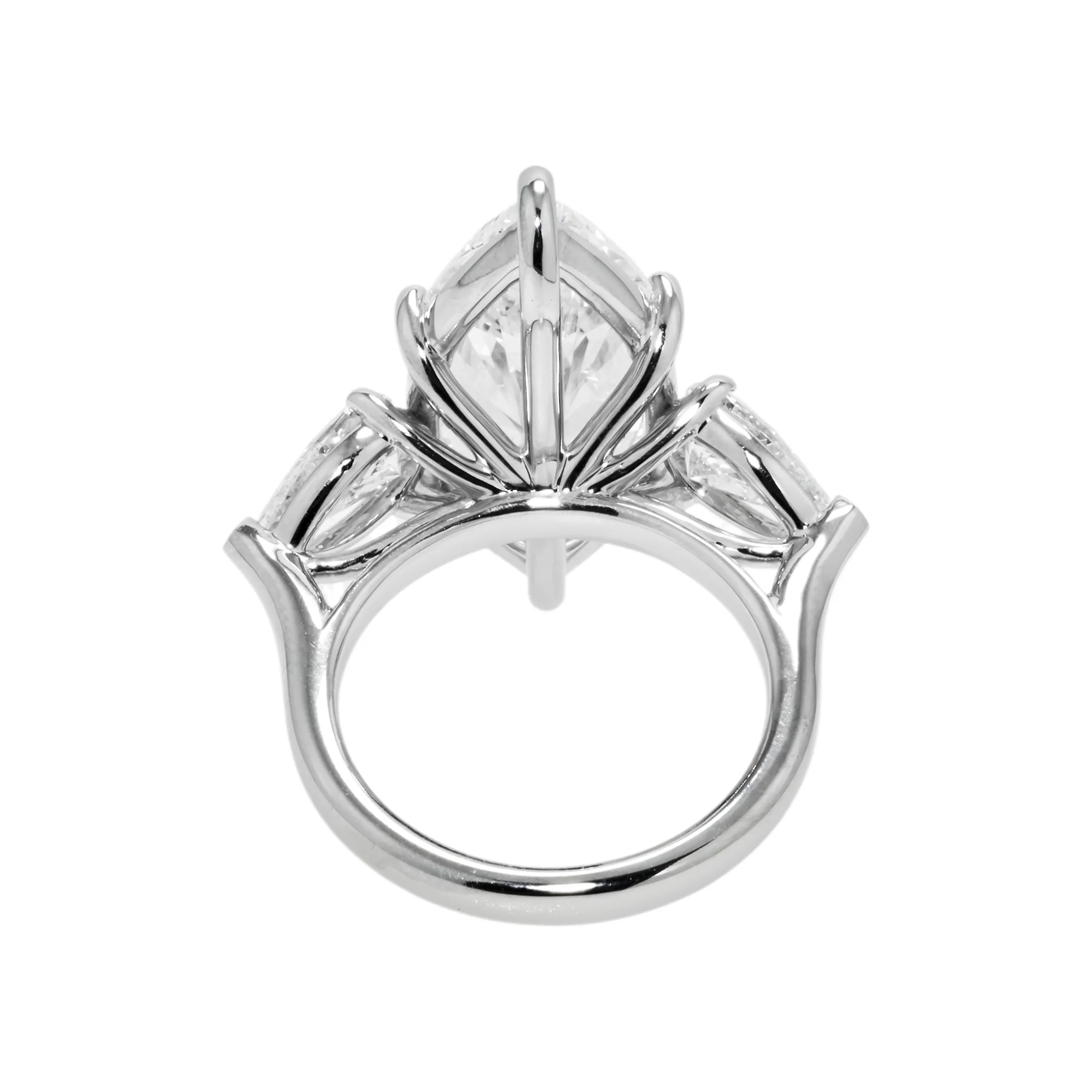 Platinum 10.17ct Marquise & Pear Cut Triple Diamond Engagement Ring 12.25ctw - Image 4