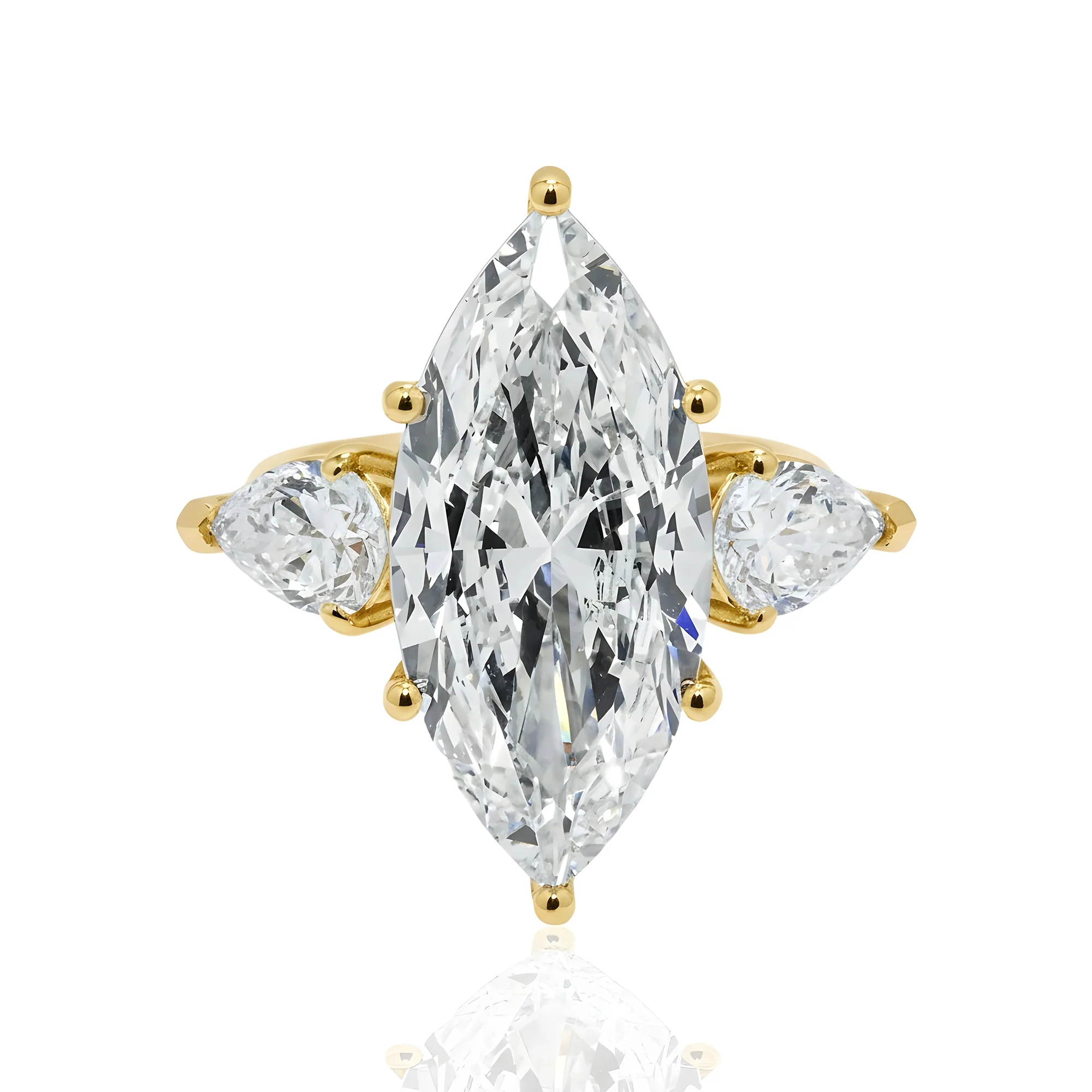 Platinum 10.17ct Marquise & Pear Cut Triple Diamond Engagement Ring 12.25ctw - Image 6