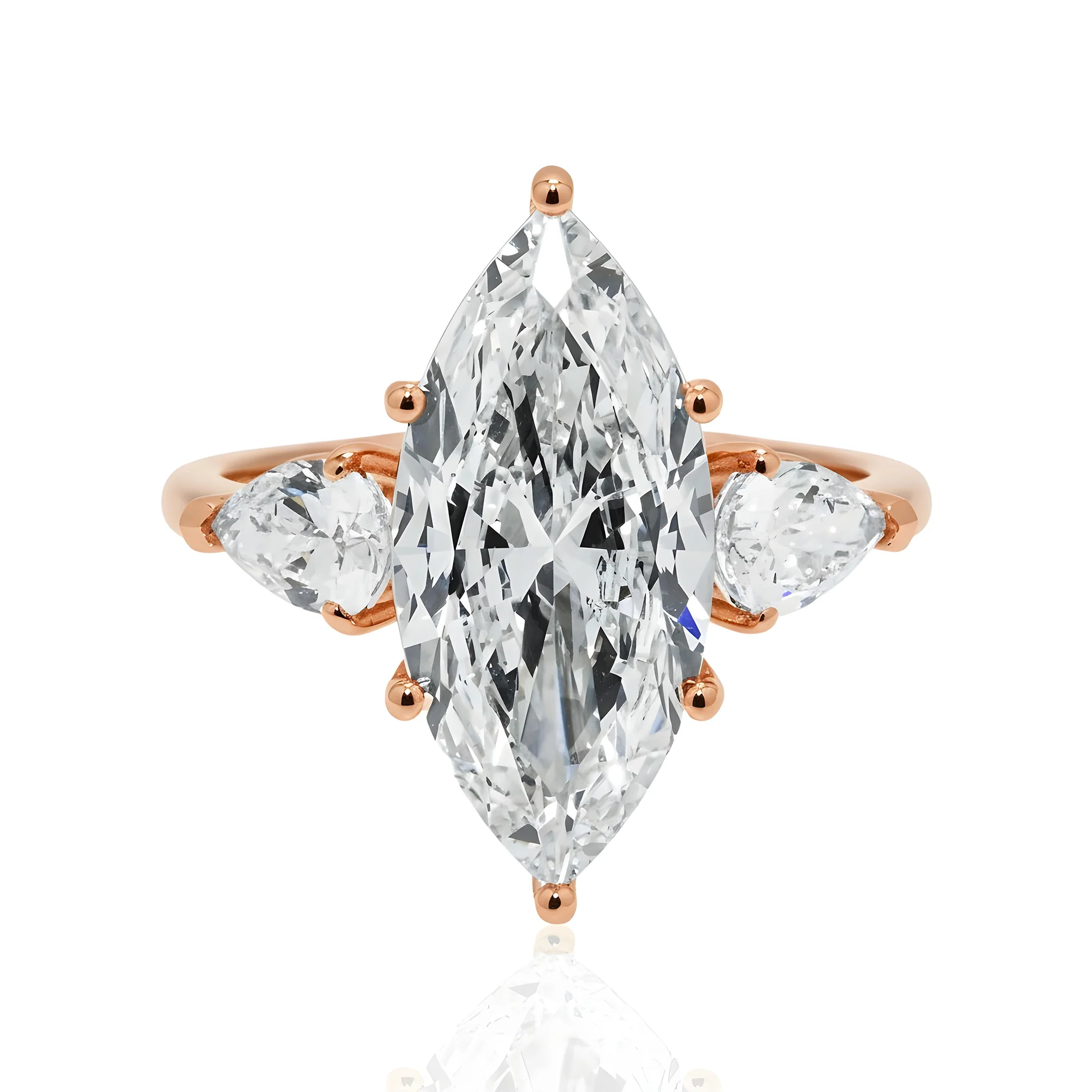 Platinum 10.17ct Marquise & Pear Cut Triple Diamond Engagement Ring 12.25ctw - Image 8