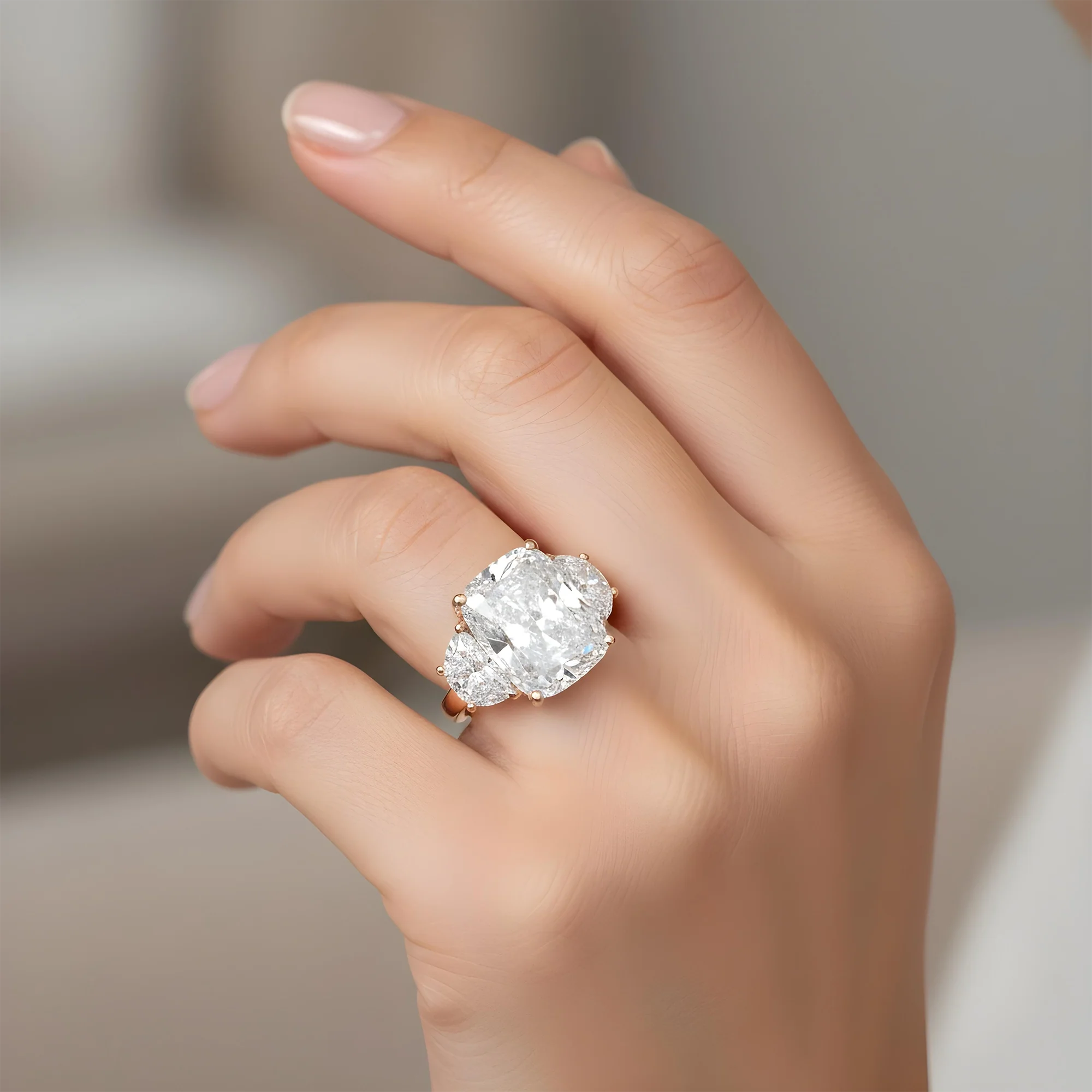 Platinum Triple Radiant Cut Diamond Engagement Ring 12.45ctw - Image 10