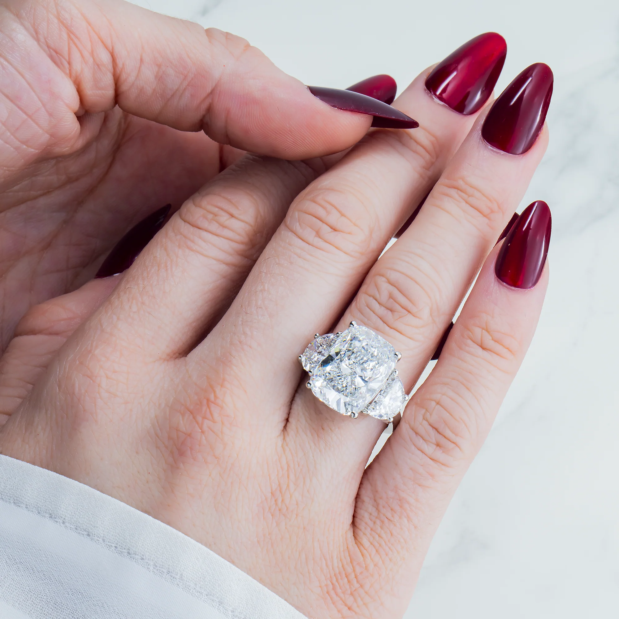 Platinum Triple Radiant Cut Diamond Engagement Ring 12.45ctw - Image 2