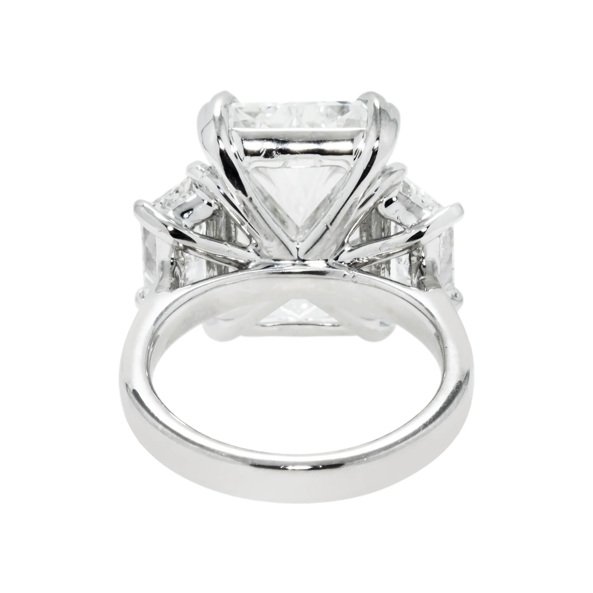 Platinum 11.24ct Radiant Cut Triple Diamond Engagement Ring 13.44ctw - Image 5